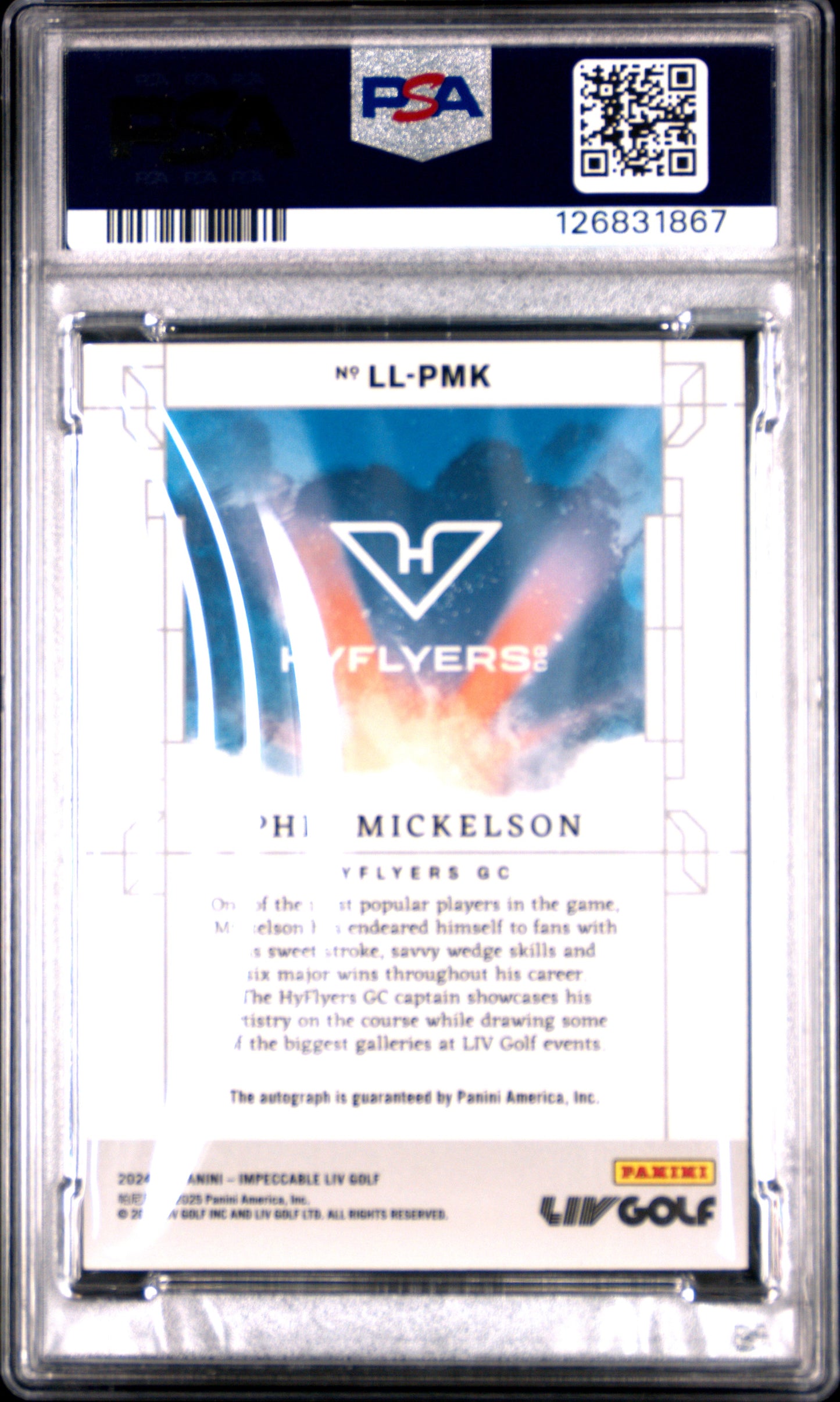 2024 Impeccable LIV Luminaries Autographs Phil Mickelson #LLPMK Gold 10/10 PSA 6