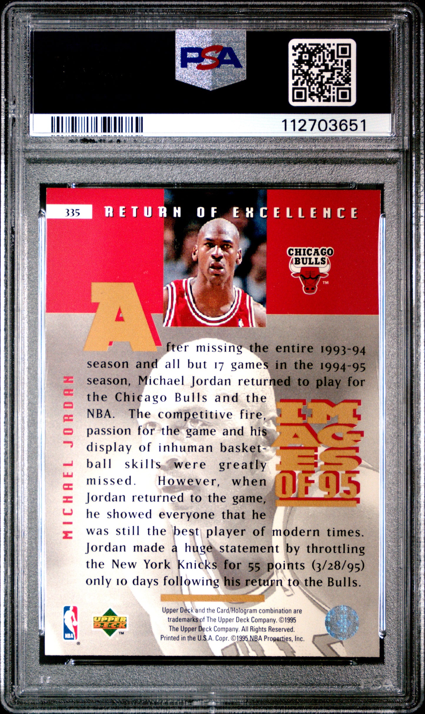 1995 Upper Deck Michael Jordan #335 PSA 8