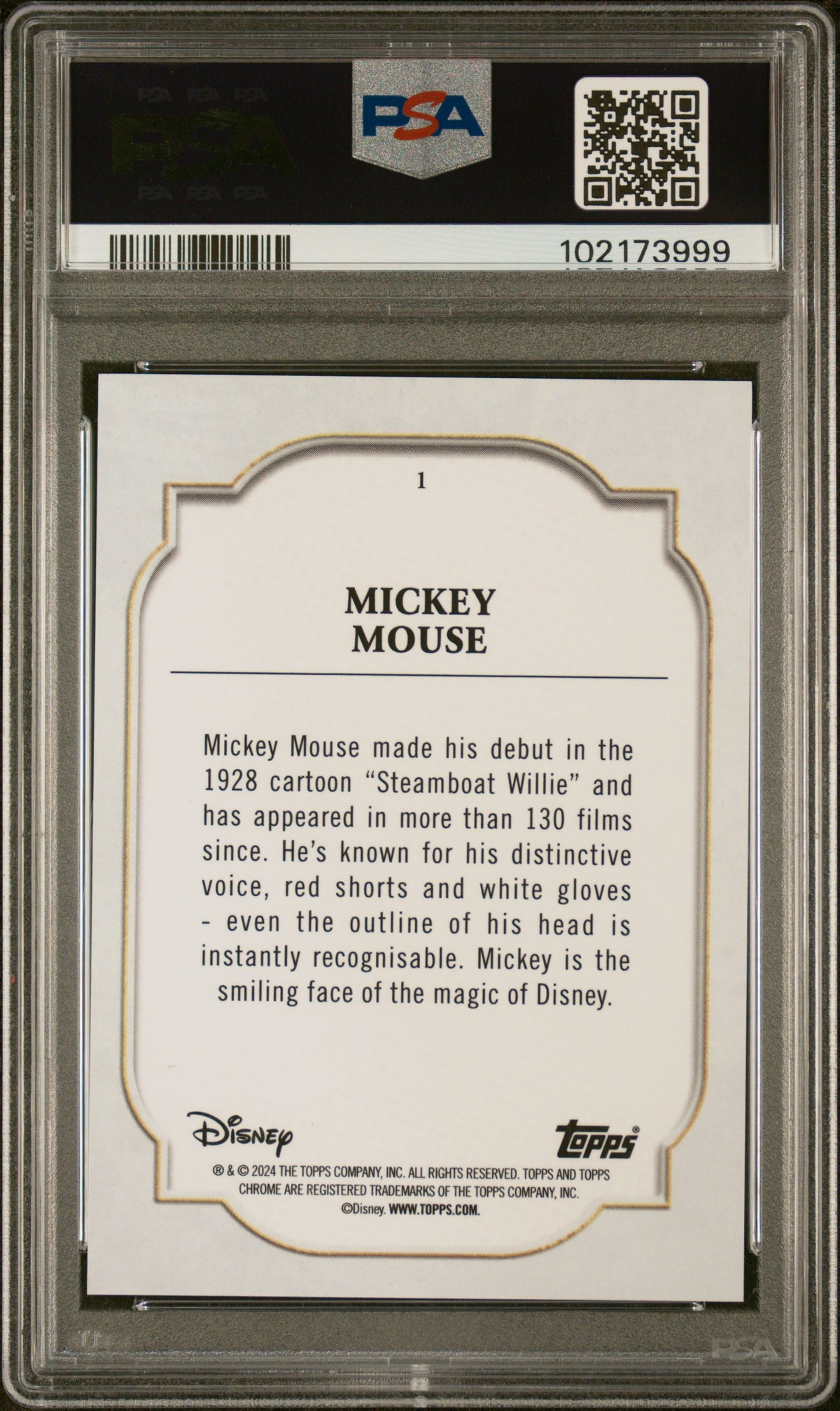 2024 Topps Chrome Disney Mickey Mouse #1 PSA 10