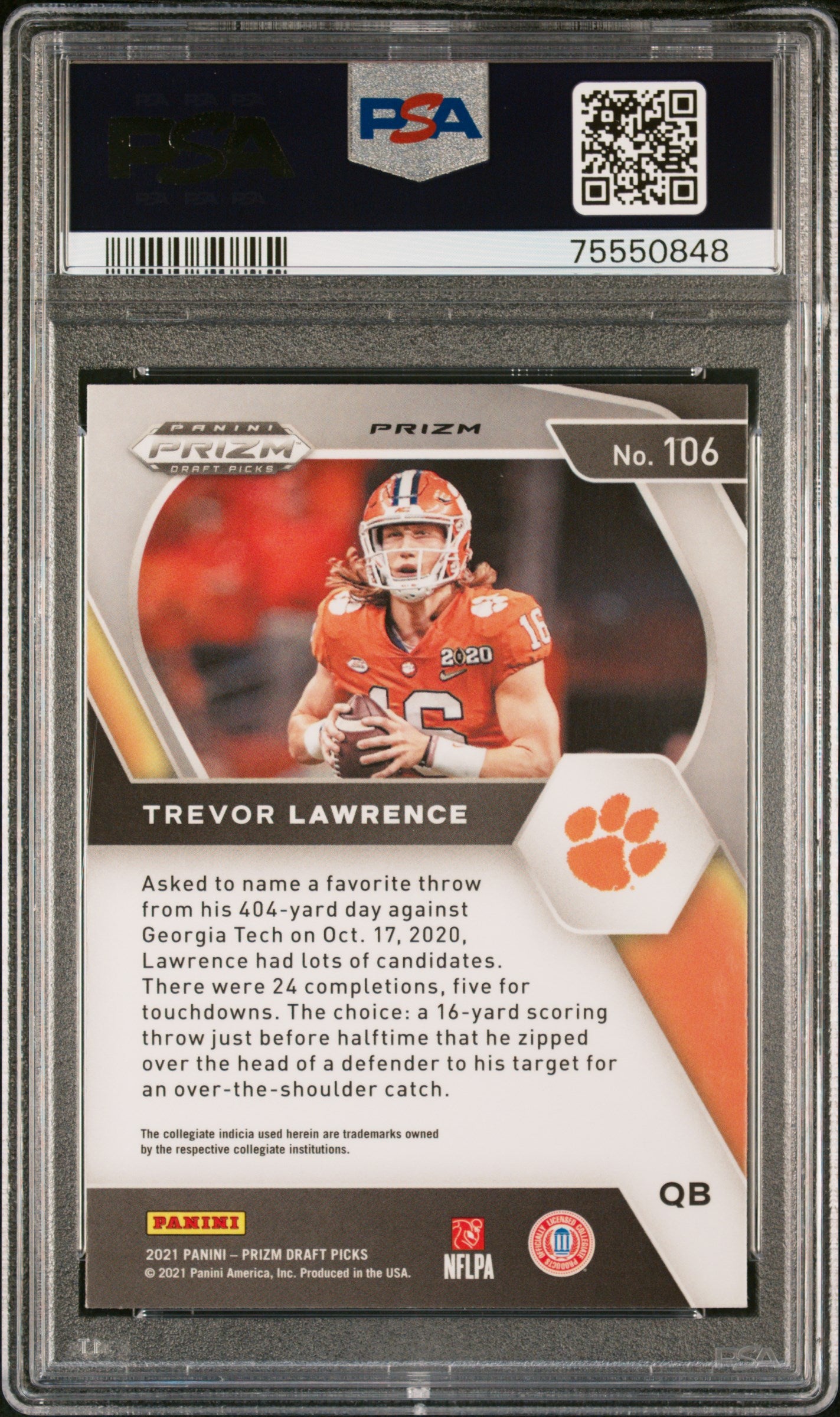 2021 Panini Prizm Draft Picks Trevor Lawrence #106 Red Ice PSA 10