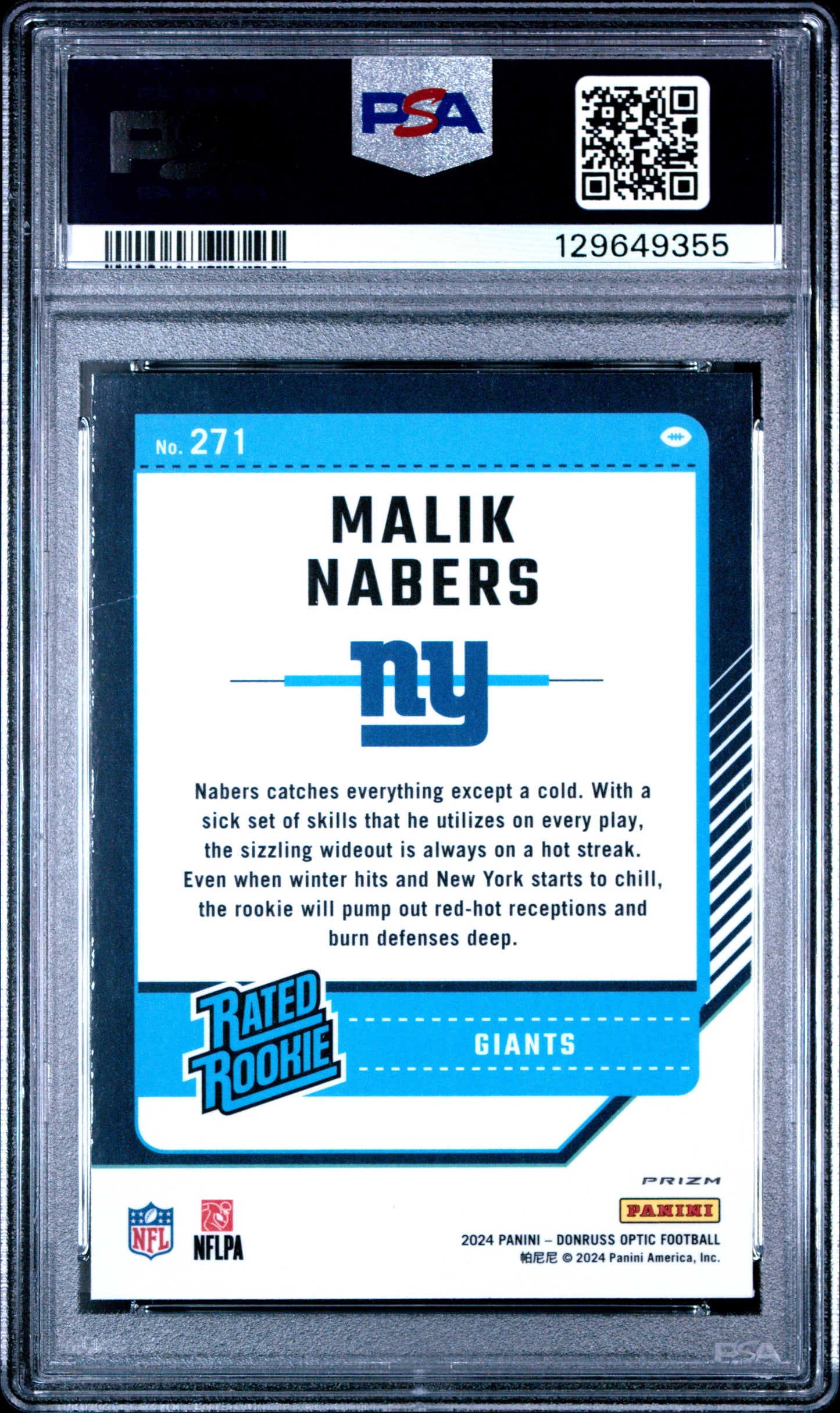 2024 Donruss Optic Rated Rookie Malik Nabers #271 Holo PSA 10