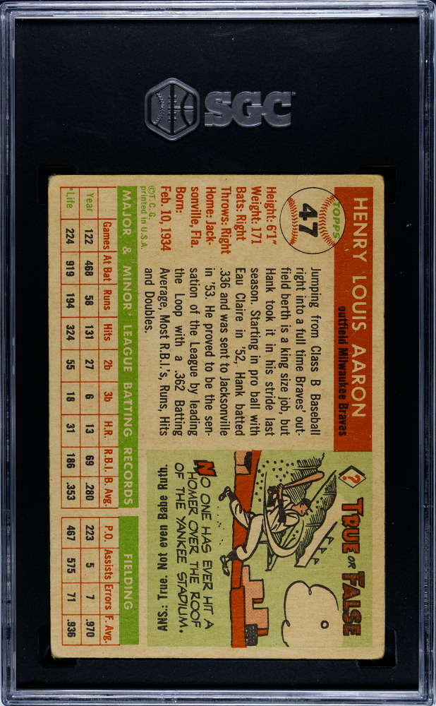 1955 Topps Hank Aaron #47 SGC 3