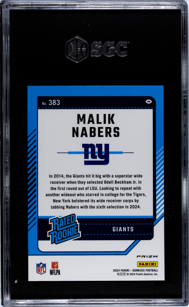2024 Donruss Malik Nabers #383 Optic Preview Red Pandora Prizm SGC 10
