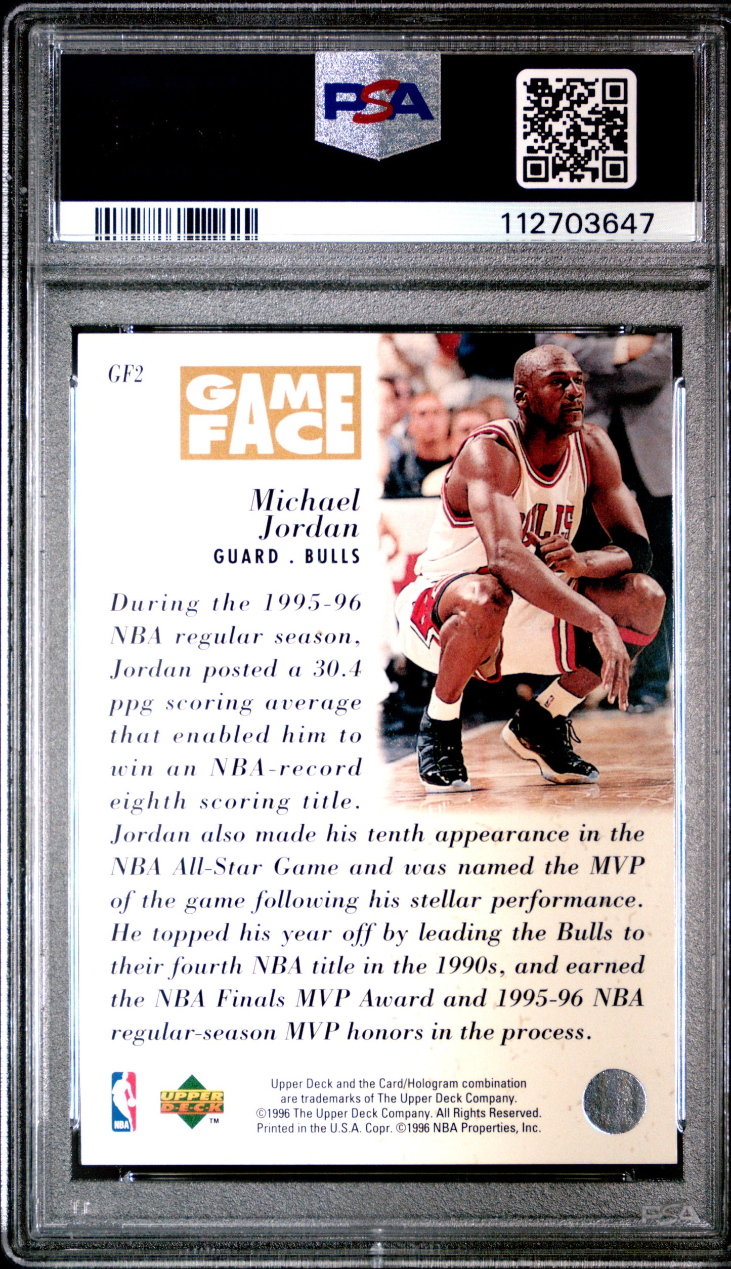 1996 Collector's Choice Game Face Michael Jordan #GF2 PSA 9