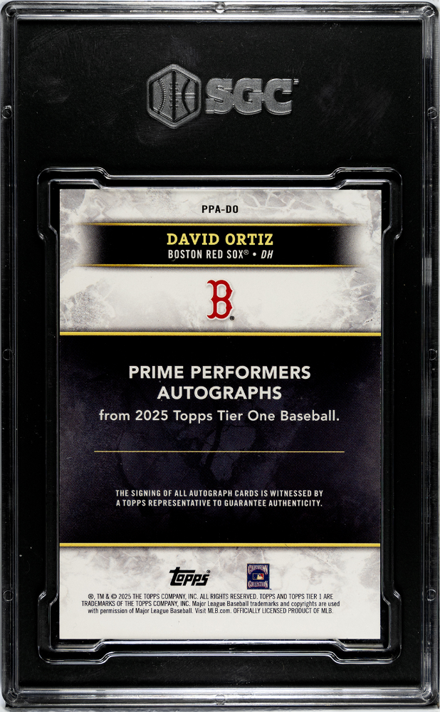 2025 Topps Tier One David Ortiz Prime Performer Autograph Red Foil 08/10 SGC 8.5