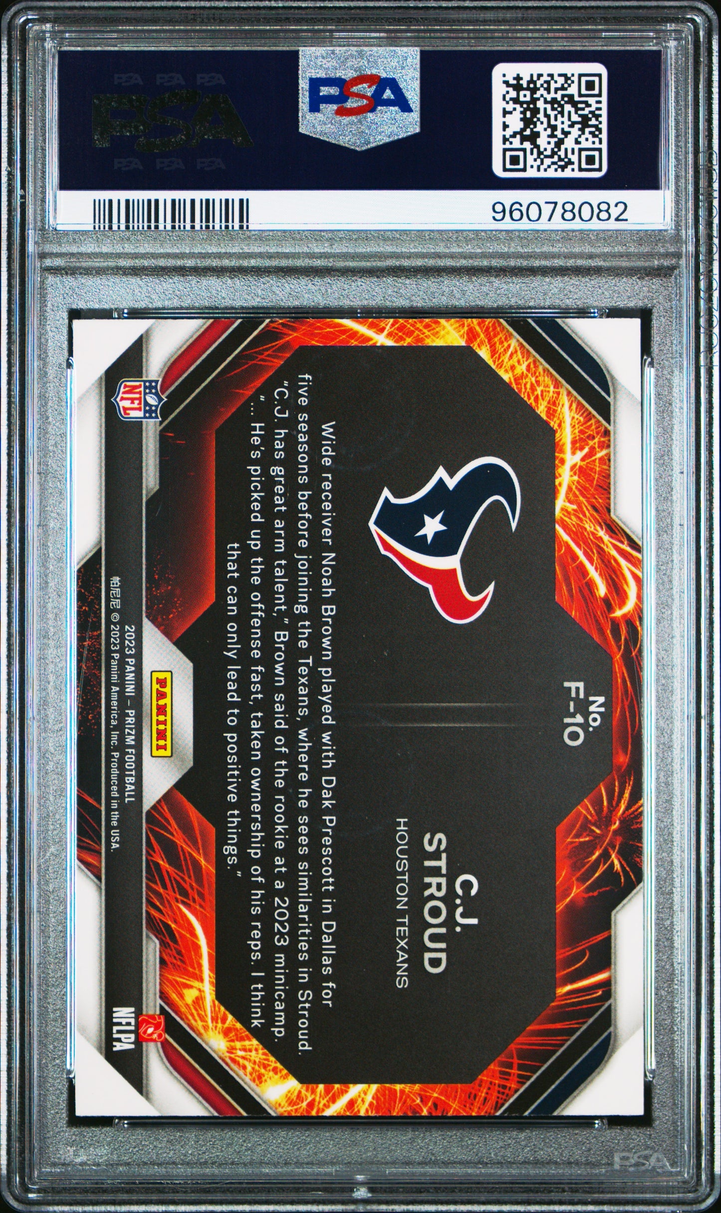 2023 Panini Prizm Fireworks CJ Stroud #F10 PSA 10