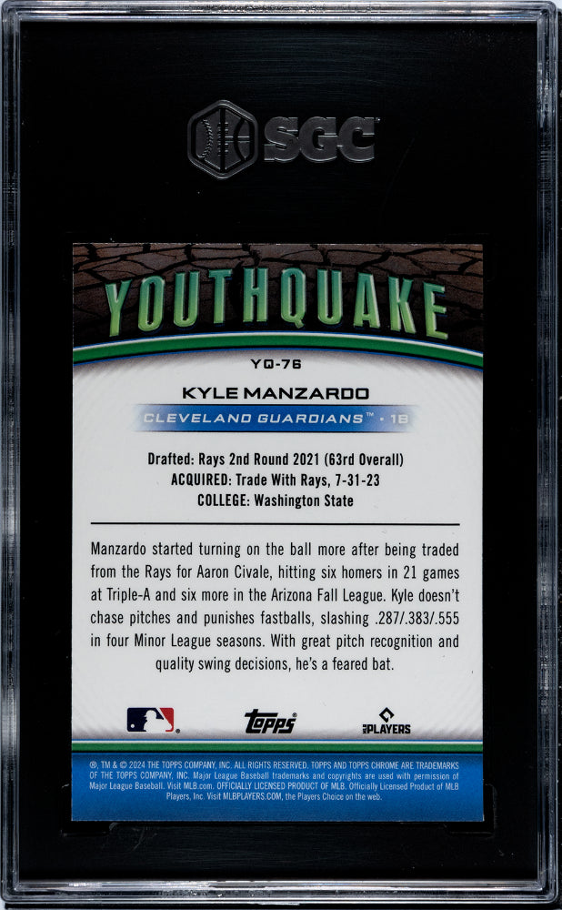 2024 Topps Chrome Update Kyle Manzardo #YQ-76 Youthquake Gold 14/50 SGC 9.5