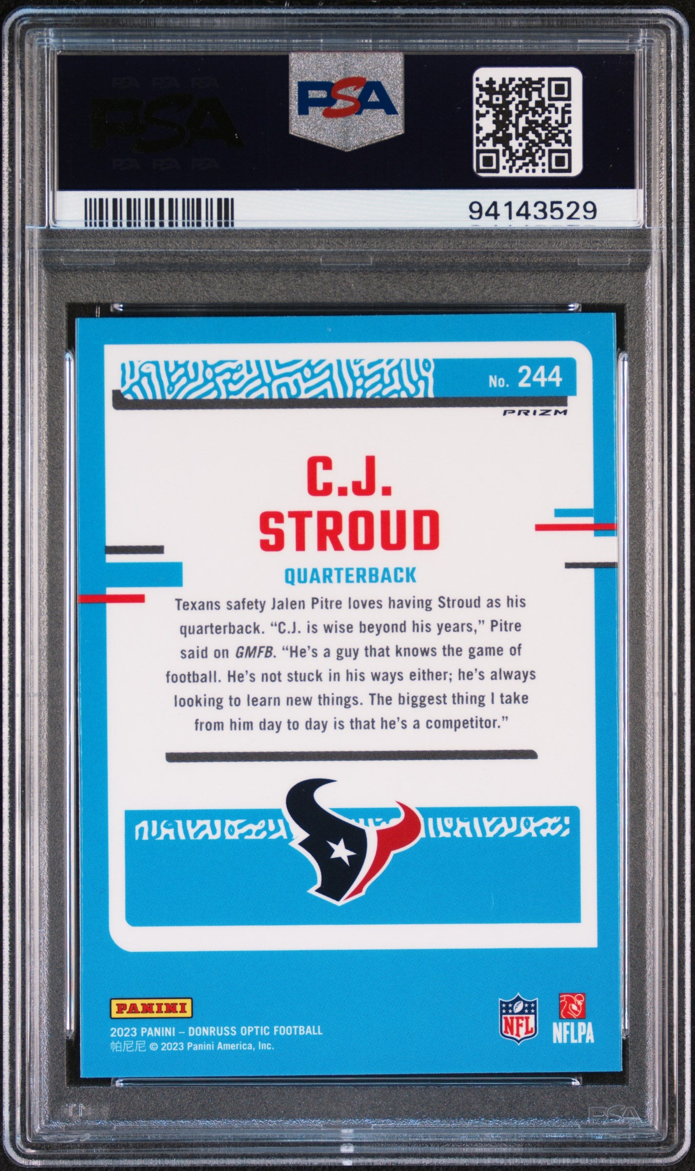 2023 Donruss Optic Rated Rookie CJ Stroud #244 Pink PSA 10