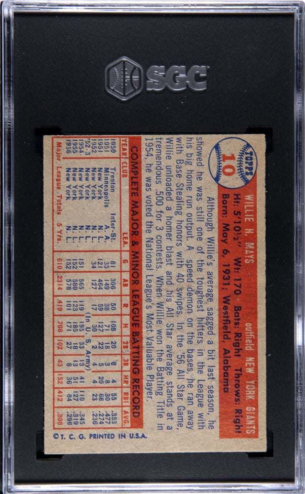 1957 Topps Willie Mays #10 SGC 4