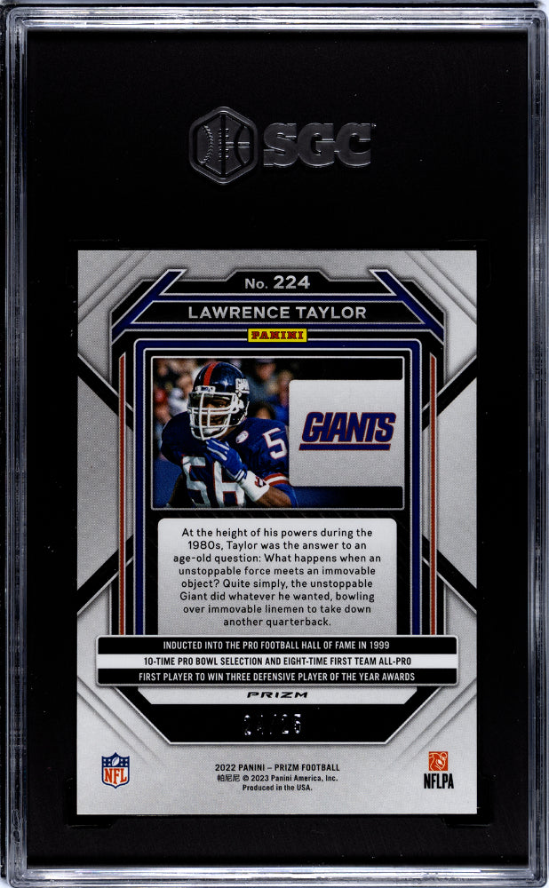 2022 Panini Prizm Lawrence Taylor #224 Navy Camo SGC 9.5