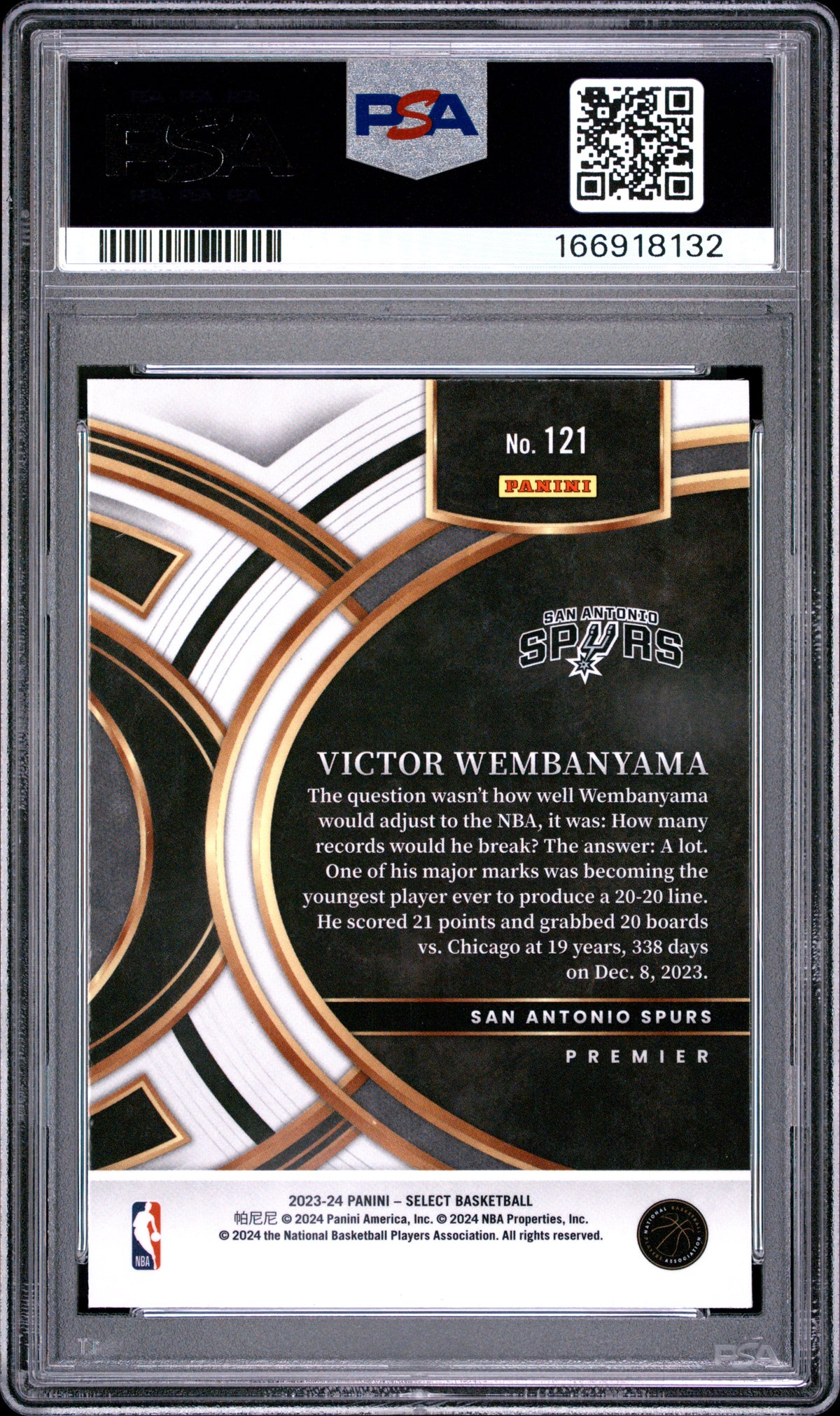 2023 Panini Select Victor Wembanyama #121 Blue RC PSA 9