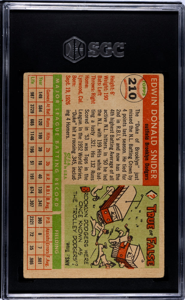 1955 Topps Duke Snider #210 SGC 2