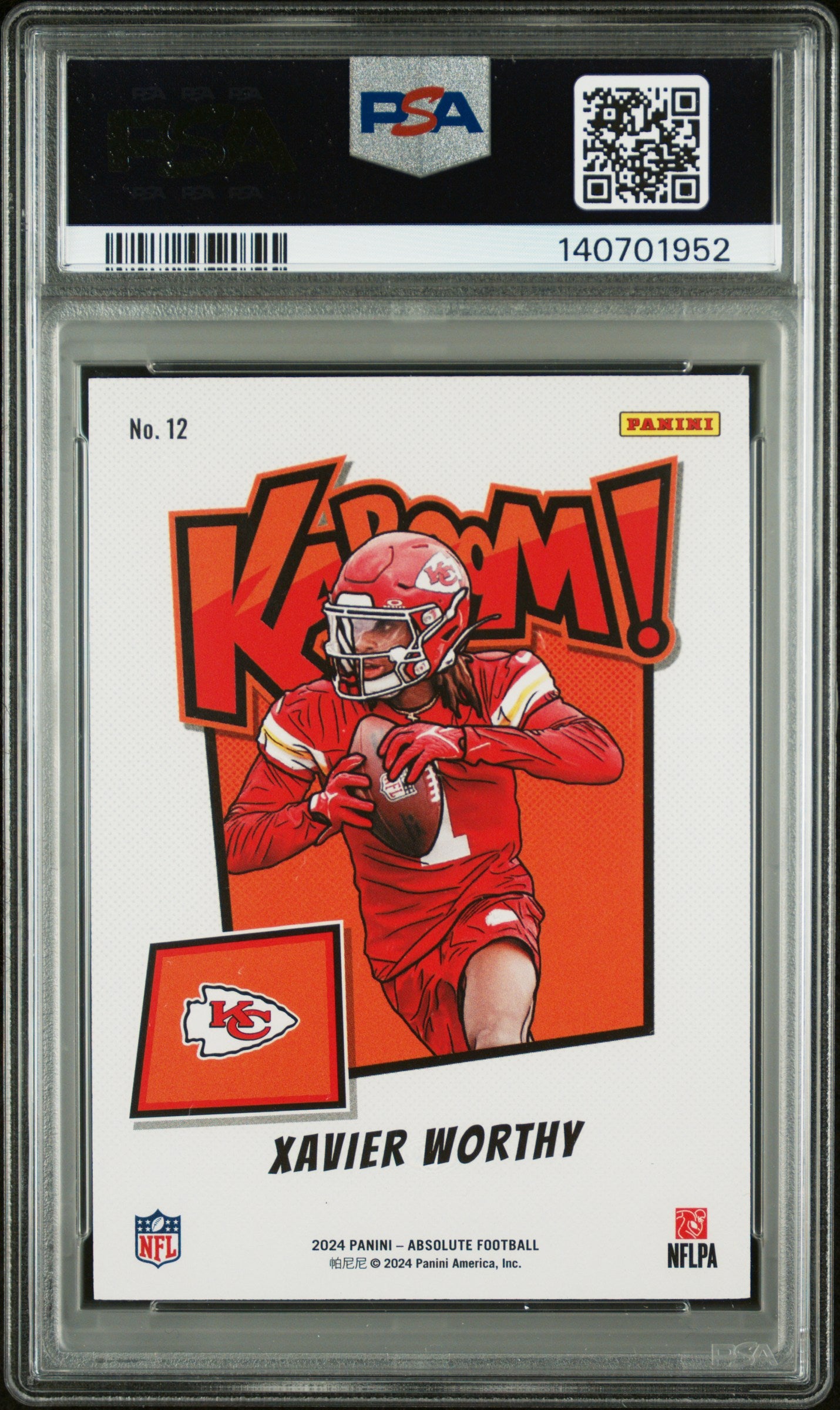 2024 Panini Absolute Kaboom! Xavier Worthy #12 PSA 9