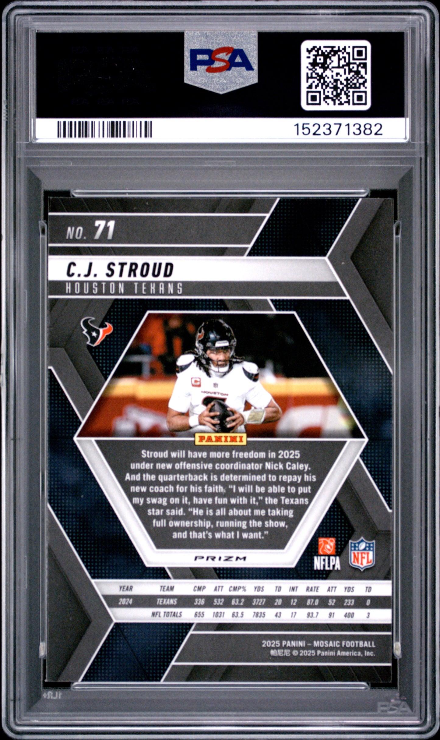 2025 Panini Mosaic CJ Stroud #71 Genesis PSA 10