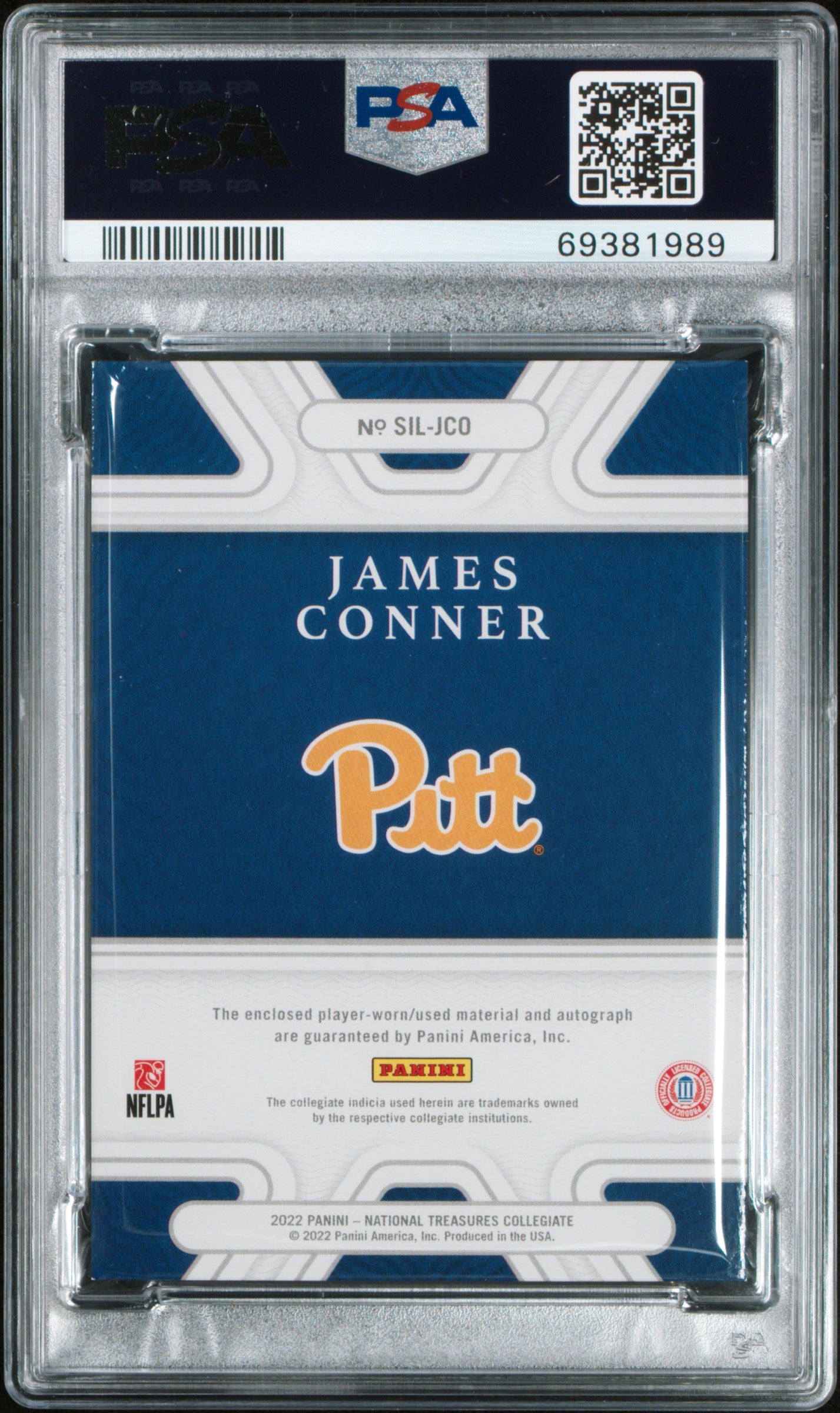 2022 Panini National Treasures James Conner #SILJCO Collegiate Silhouettes PSA 8