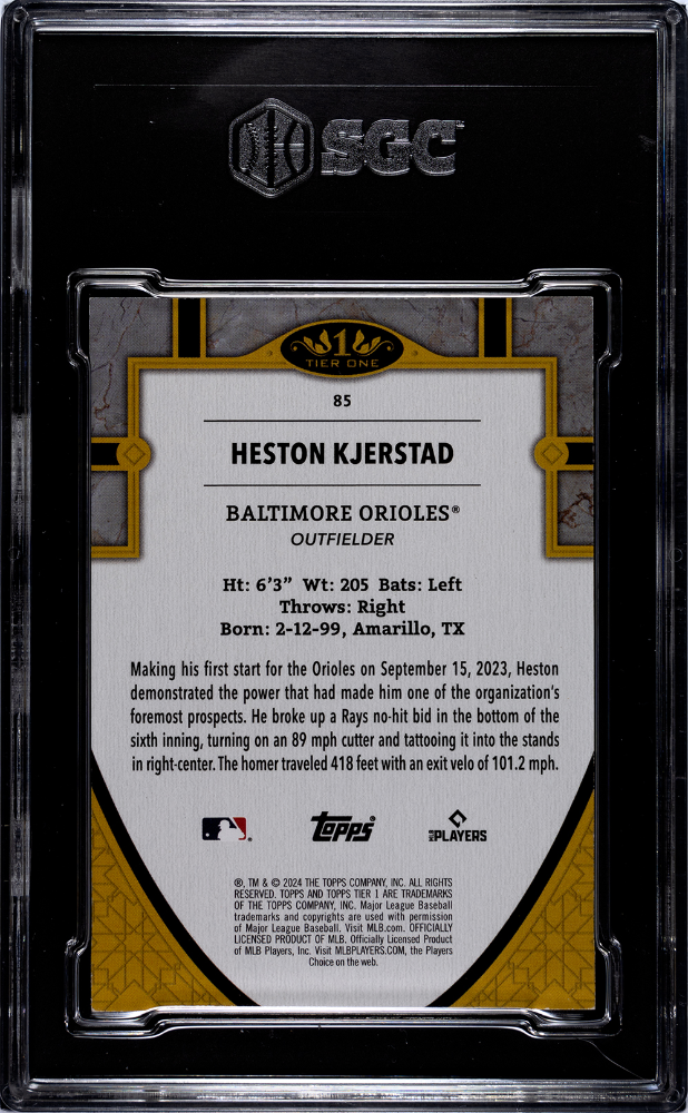 2024 Topps Tier One Heston Kjerstad #85 Red 21/50 SGC 8.5