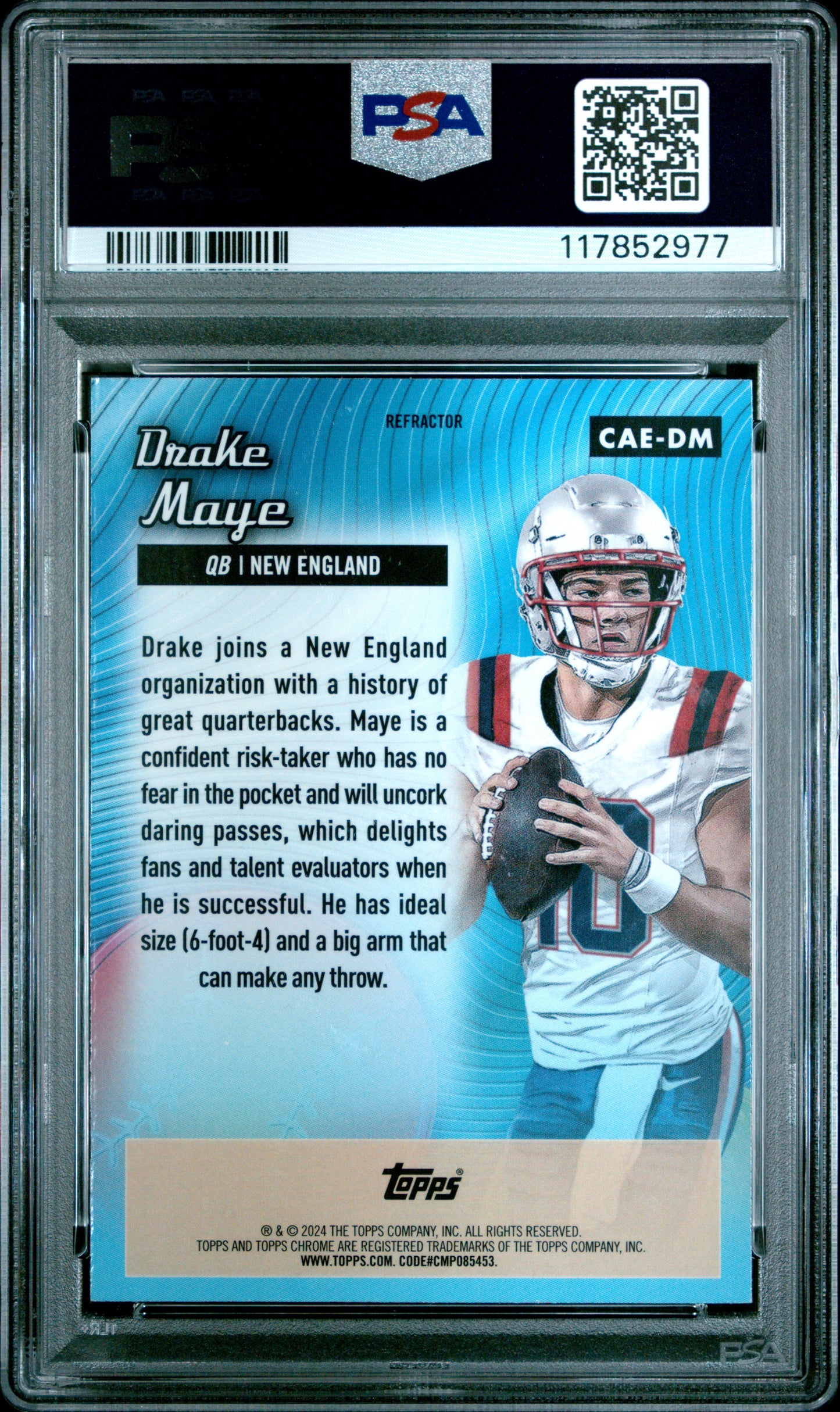 2024 Topps Chrome Chrome All-Etch Drake Maye #CAE-DM Refractor RC PSA 10