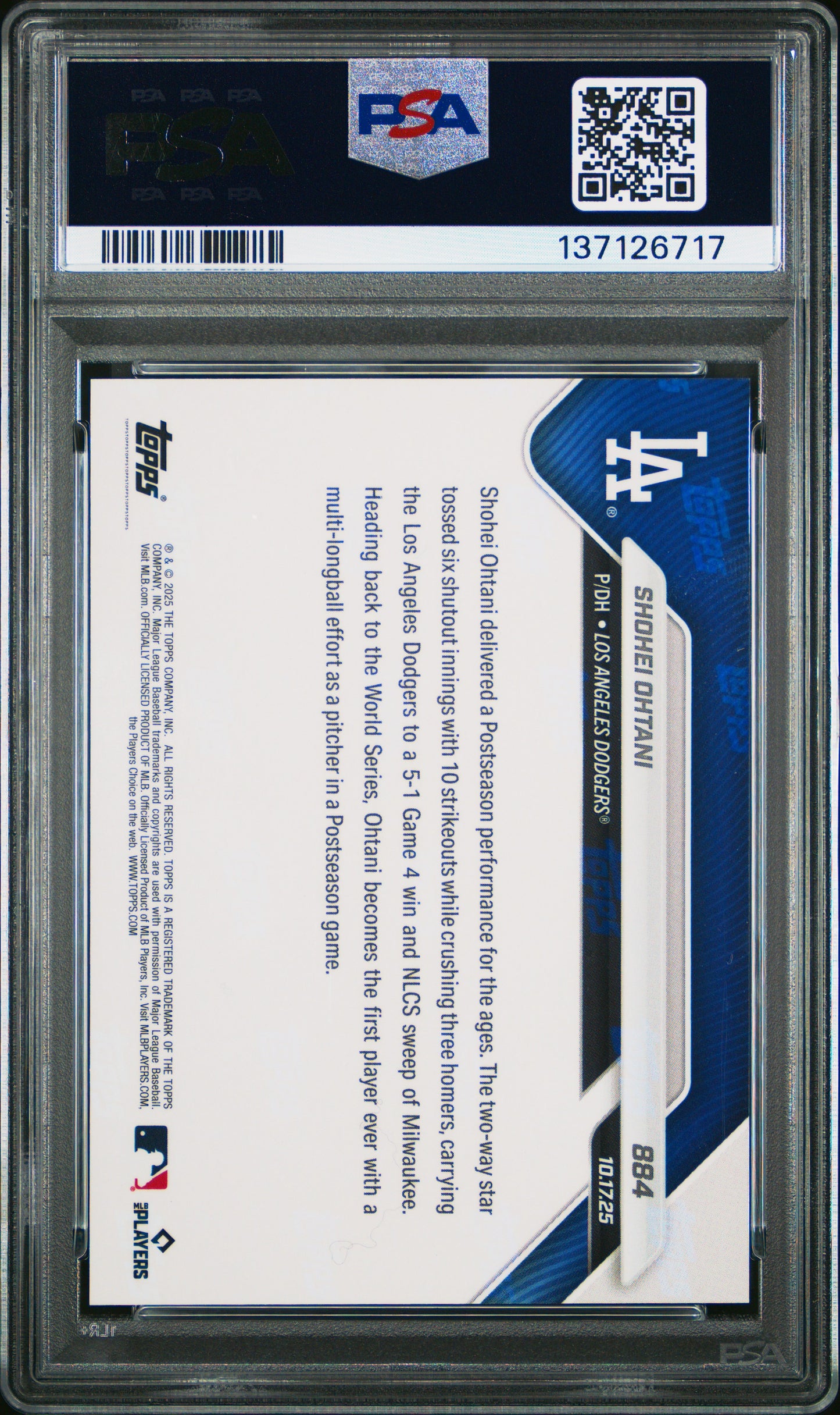 2025 Topps Now Shohei Ohtani #884 PSA 10