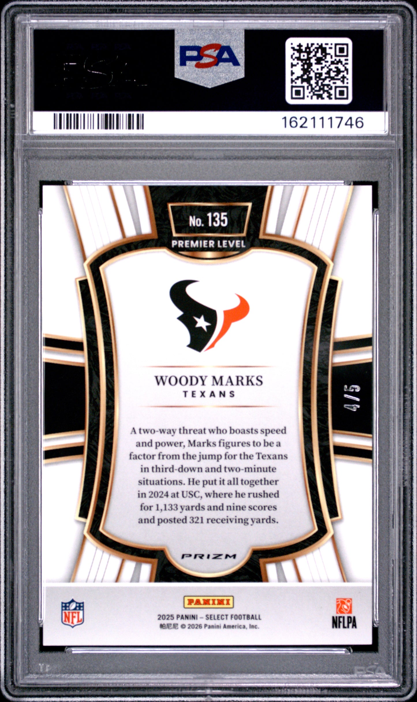 2025 Panini Select Woody Marks #135 Green Disco PSA 10