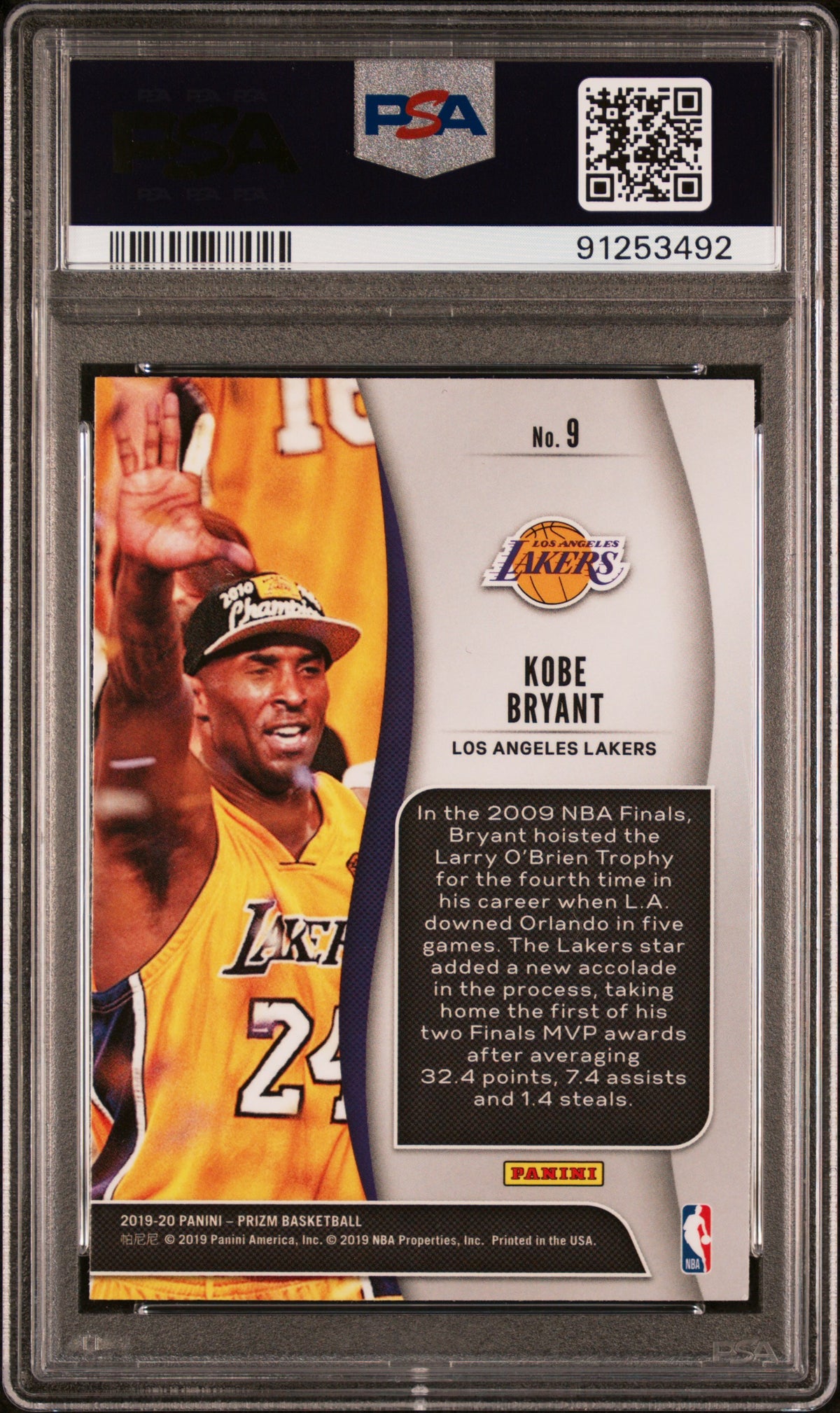 2019 Panini Prizm NBA Finalists Kobe Bryant #9 PSA 10