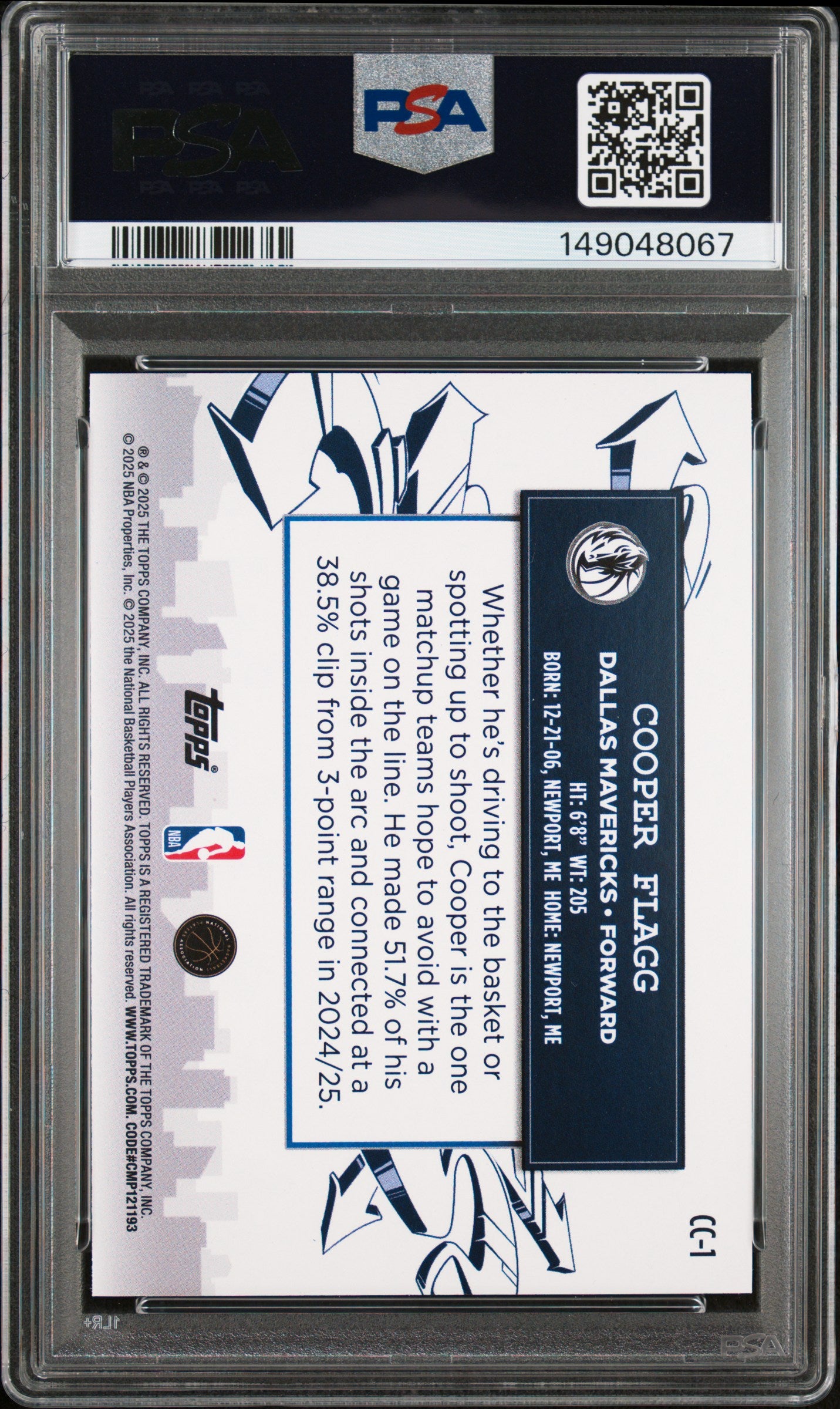 2025 Topps Clutch City Prospects Cooper Flagg #CC-1 PSA 10