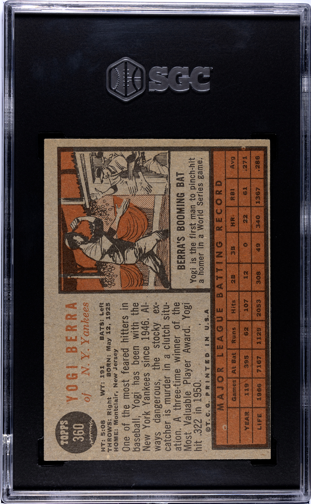 1962 Topps Yogi Berra #360 SGC 6