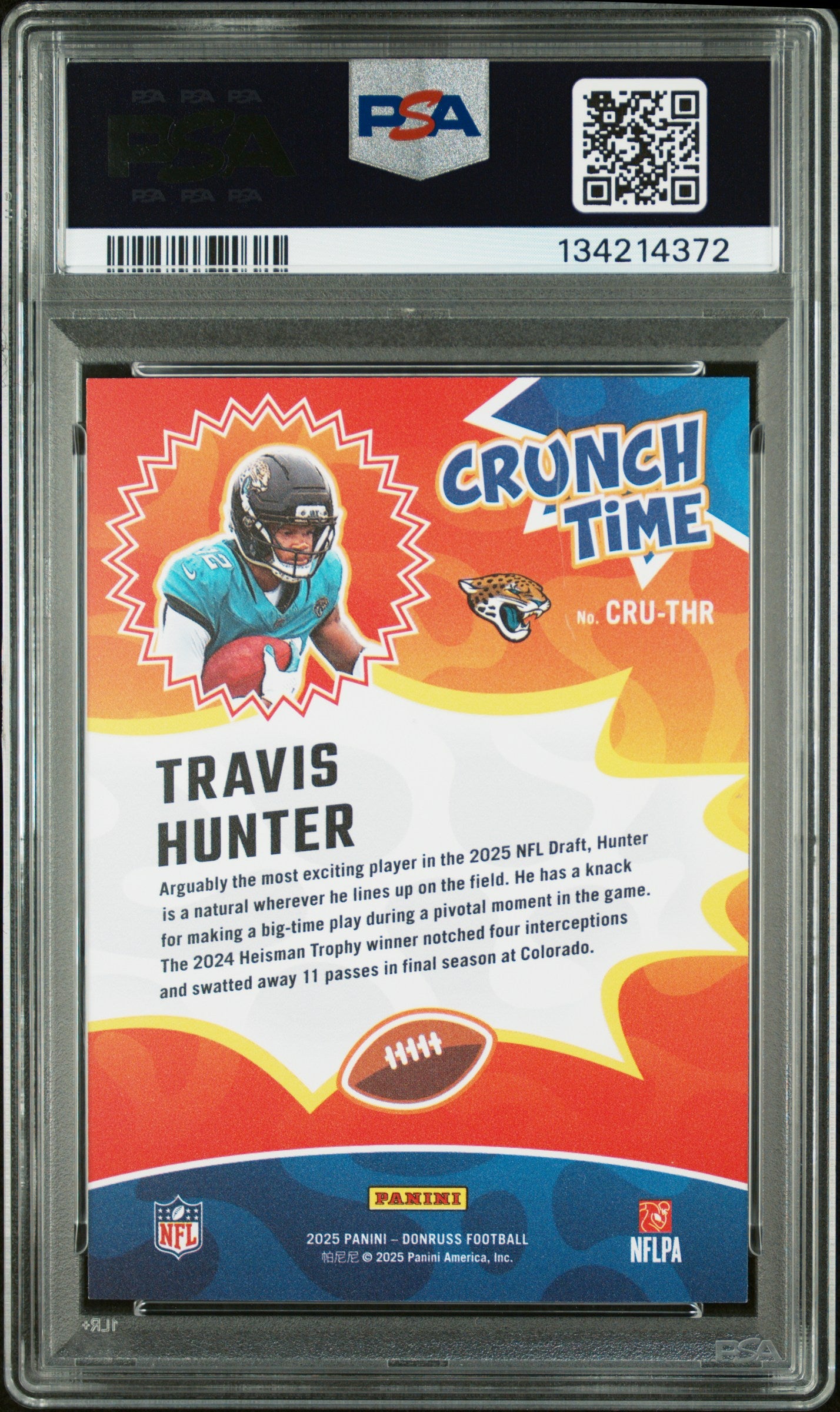 2025 Panini Donruss Crunch Time Travis Hunter #CRU-THR Gold 10/10 PSA 9