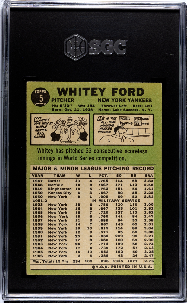 1967 Topps Whitey Ford #5 SGC 3
