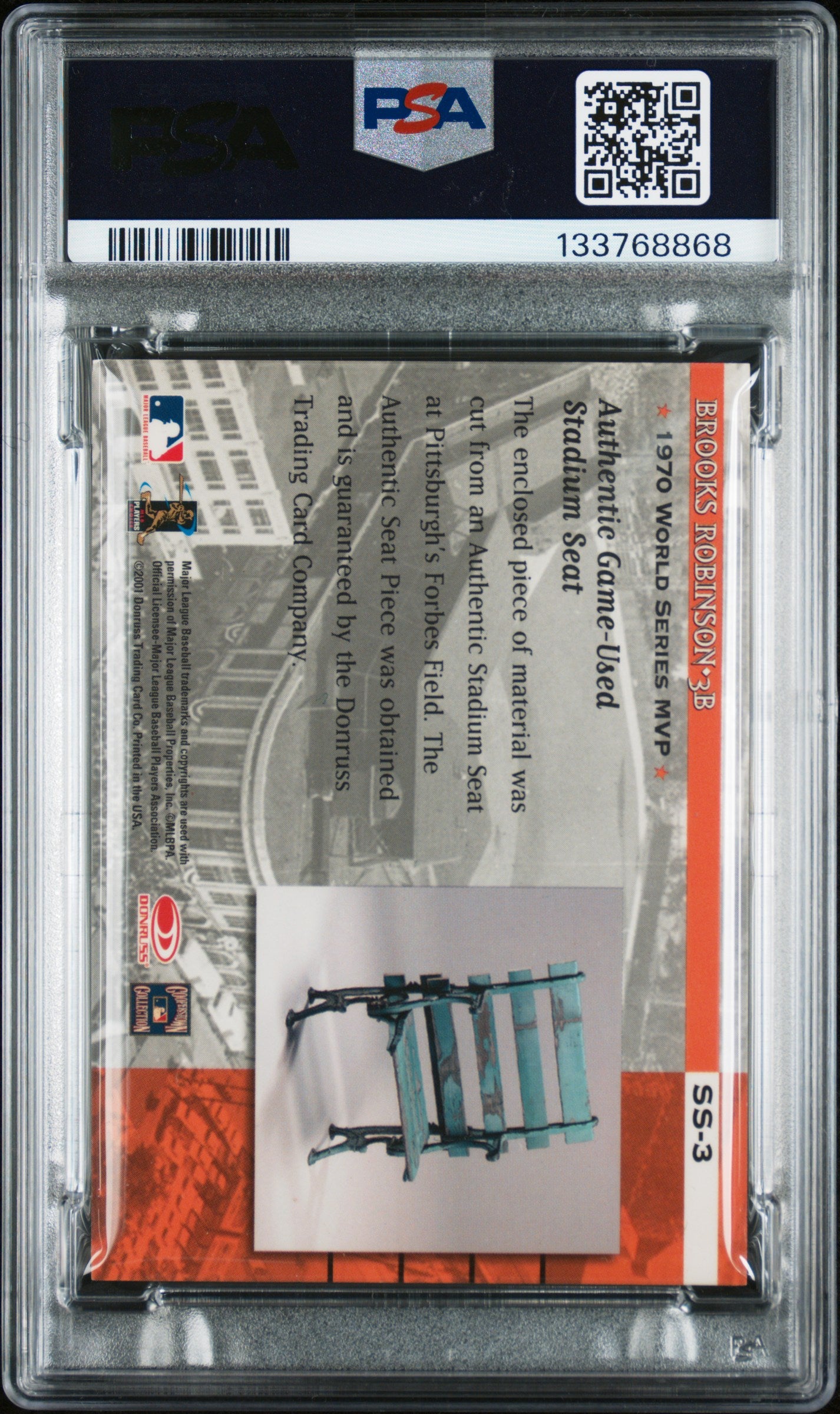 2001 Donruss Classics Stadium Stars Brooks Robinson #SS-3 PSA A Auto A