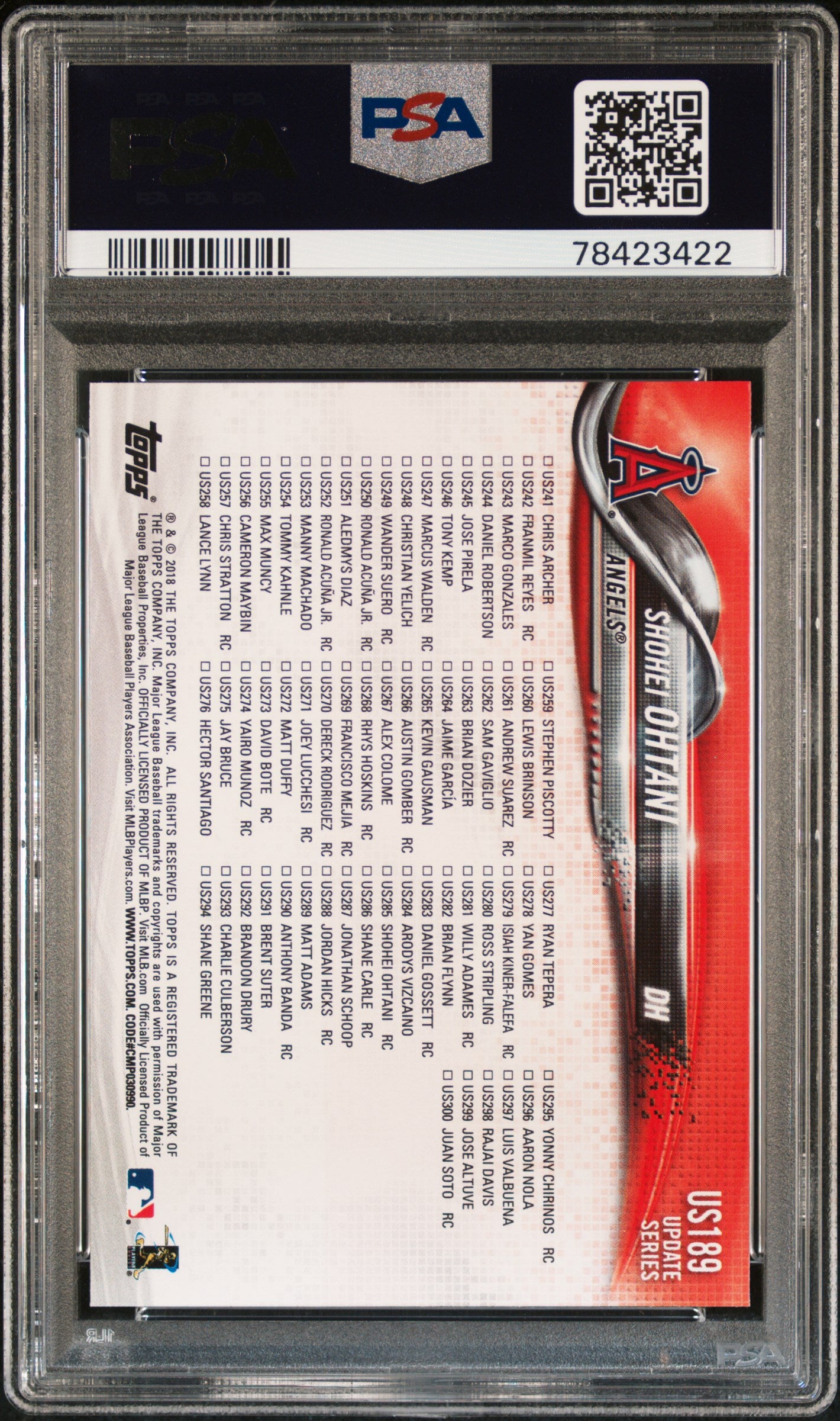 2018 Topps Update Shohei Ohtani #US189 PSA 9