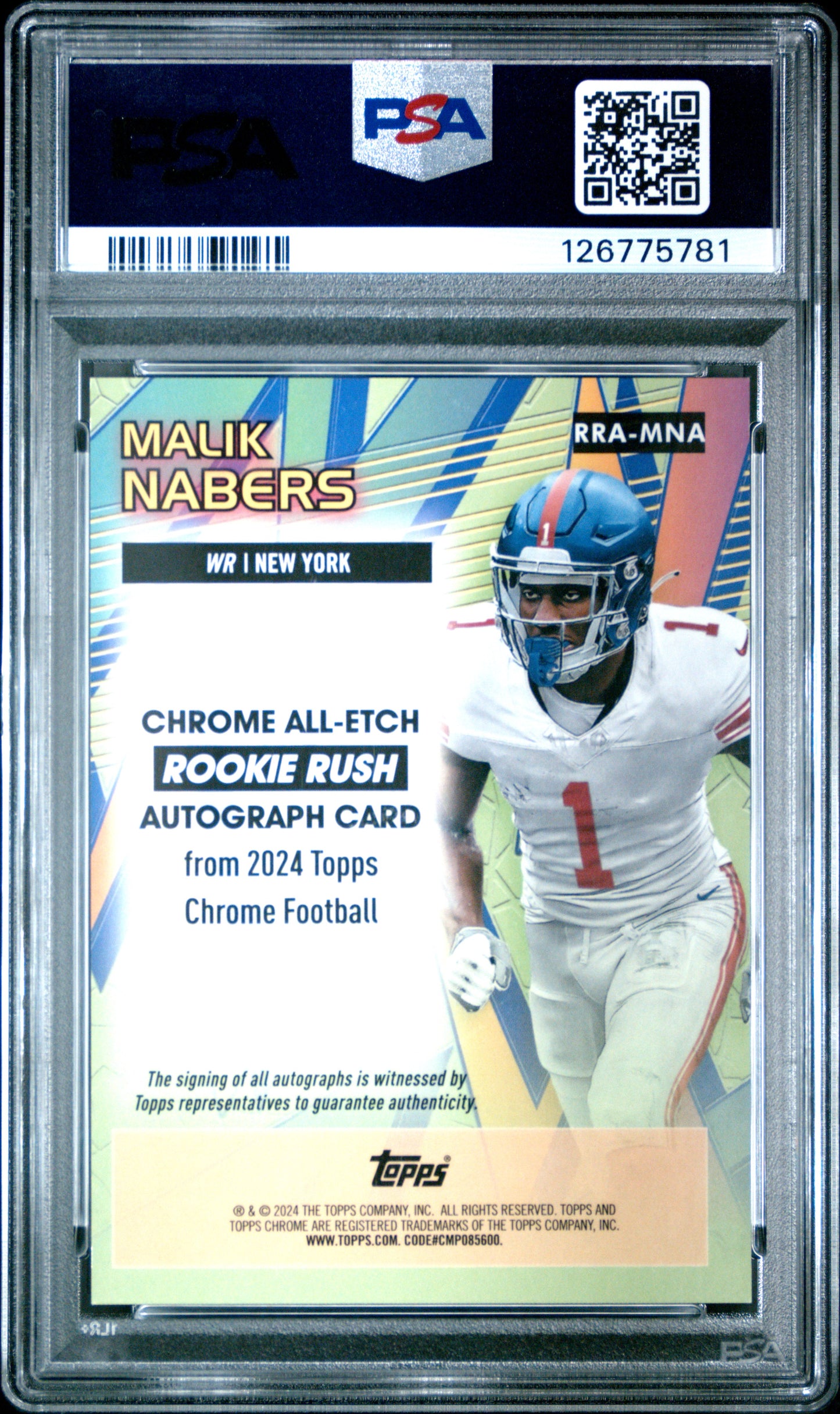 2024 Topps Chrome Chrome All-Etch Rookie Rush Autograph Malik Nabers #MNA PSA 10