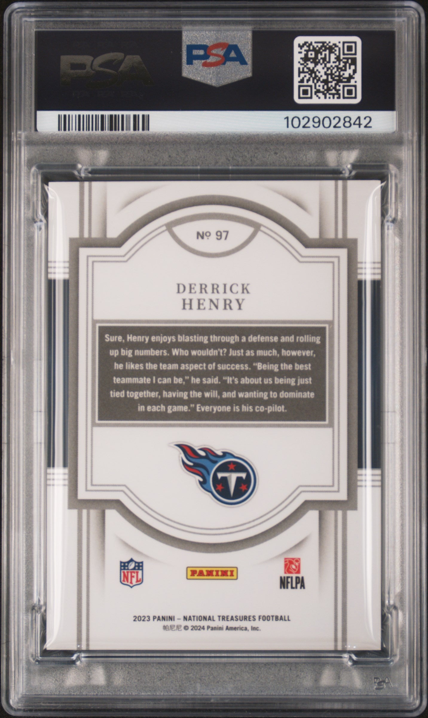 2023 Panini National Treasures Derrick Henry #97 Gold 09/35 PSA 10