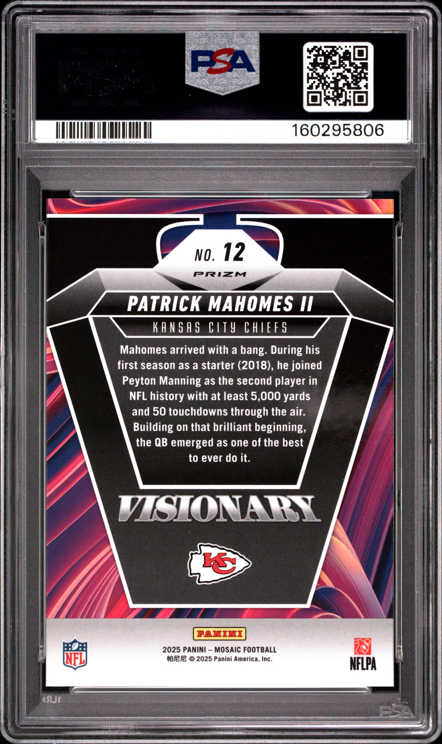 2025 Panini Mosaic Visionary Patrick Mahomes II #12 PSA 9