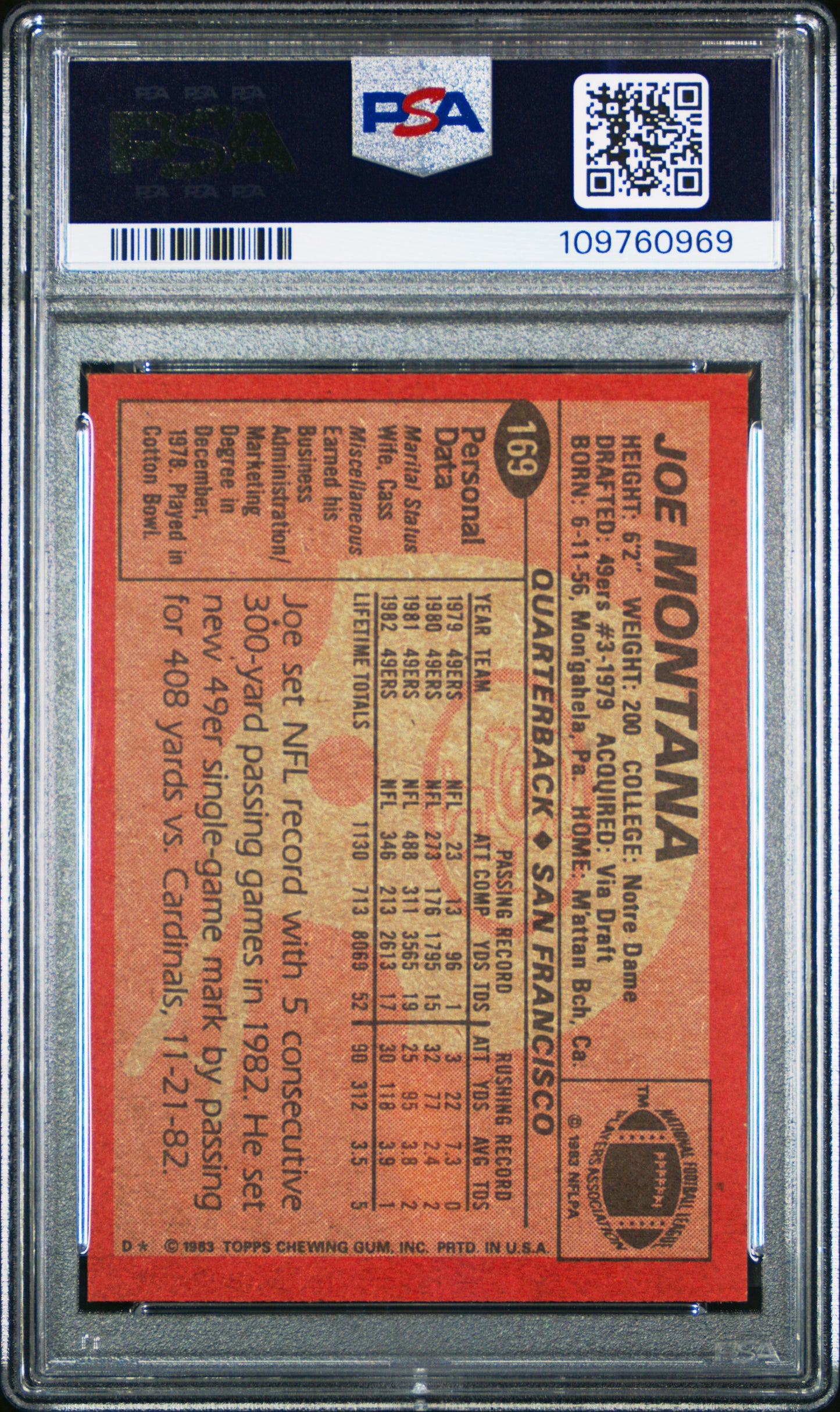 1983 Topps Joe Montana #169 PSA 8
