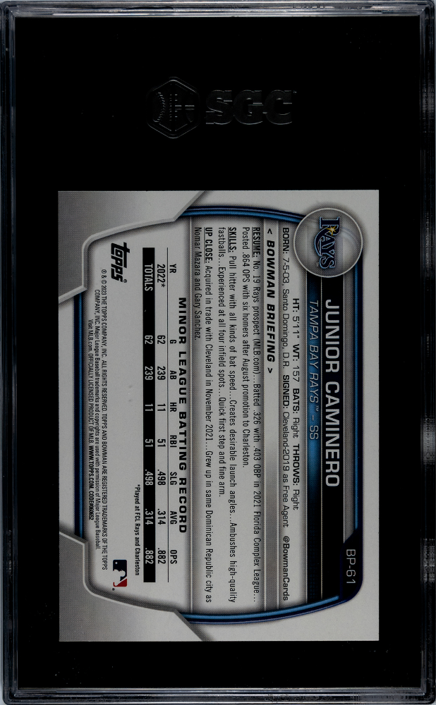 2023 Bowman Junior Caminero #BP-61 Prospect SGC 10