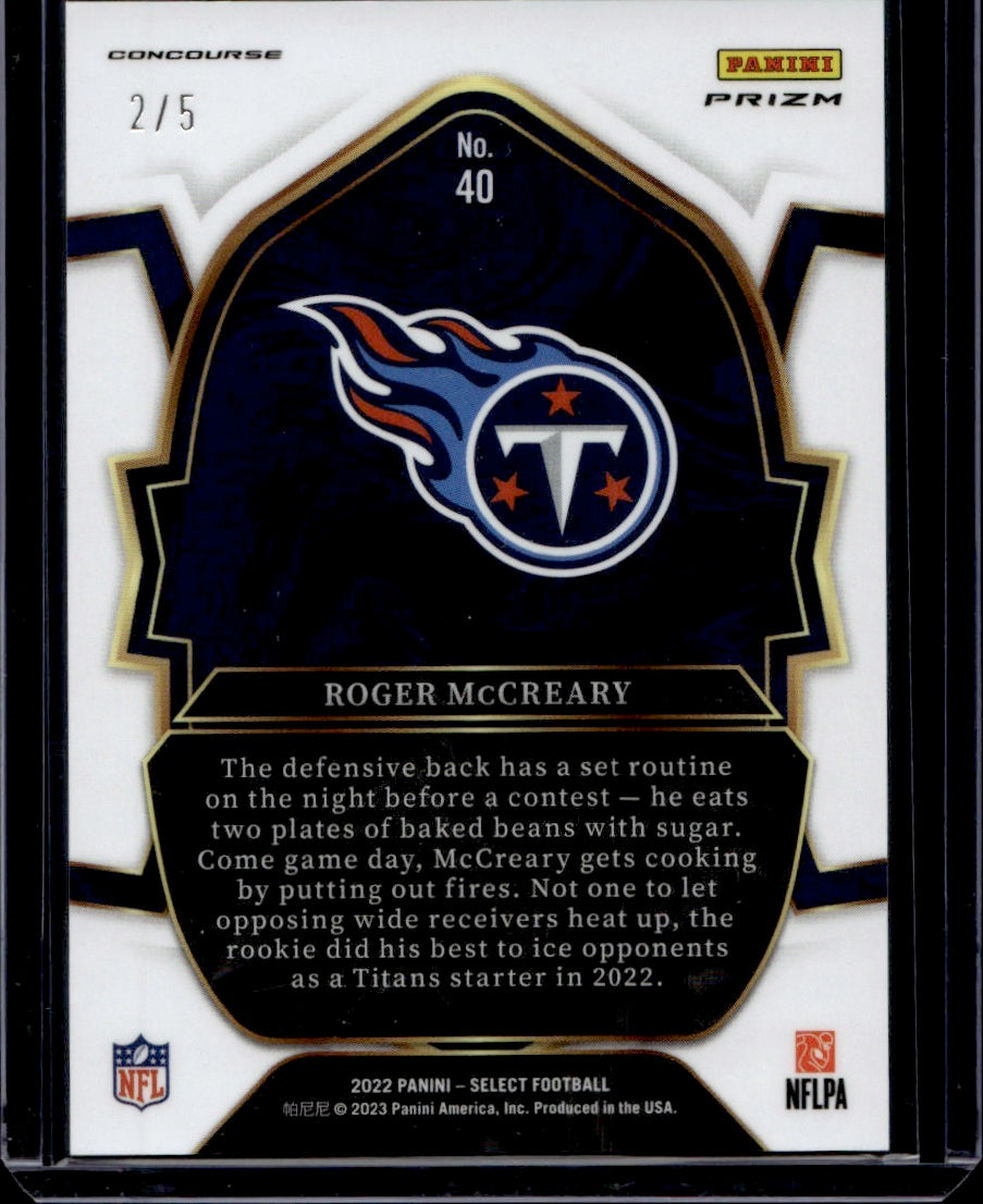 2023 Panini Select Roger Mccreary #40 Green 2/5