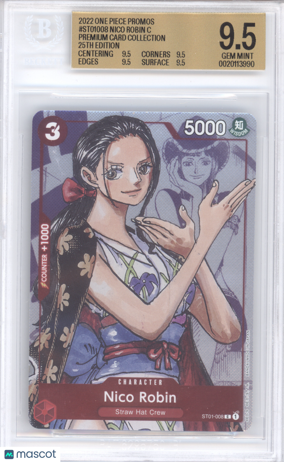 2022 One Piece Card Game Promos Nico Robin #ST01008 BGS 9.5