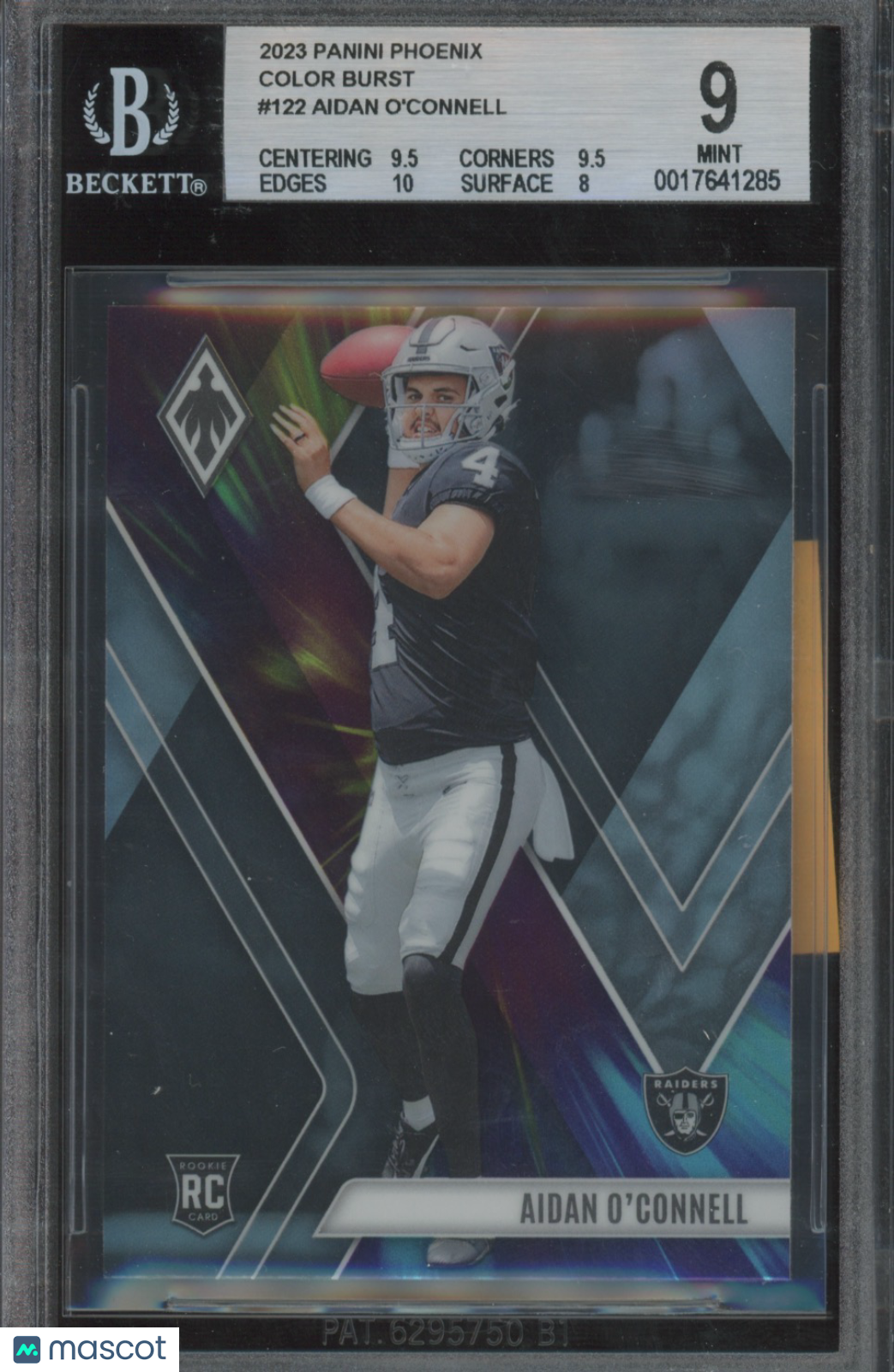 2023 Panini Phoenix Aidan O'Connell #122 Color Burst BGS 9