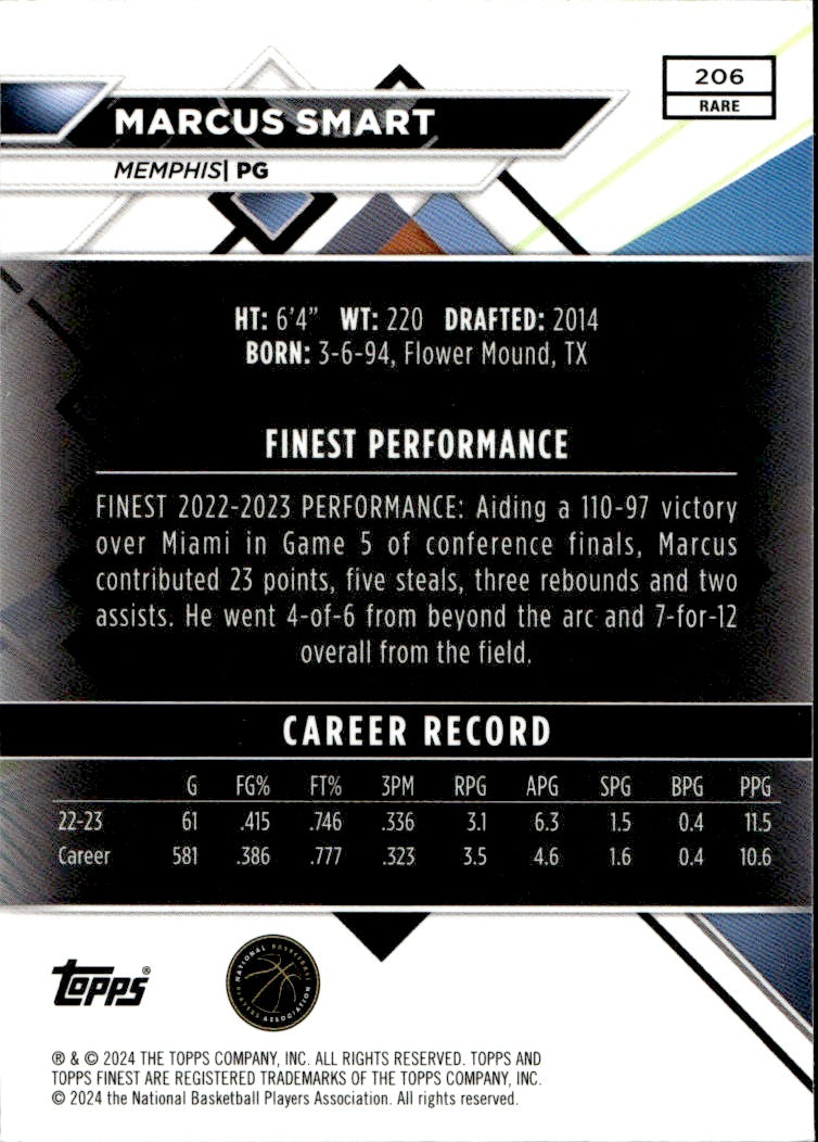 2024 Topps Finest Marcus Smart #206 67/75