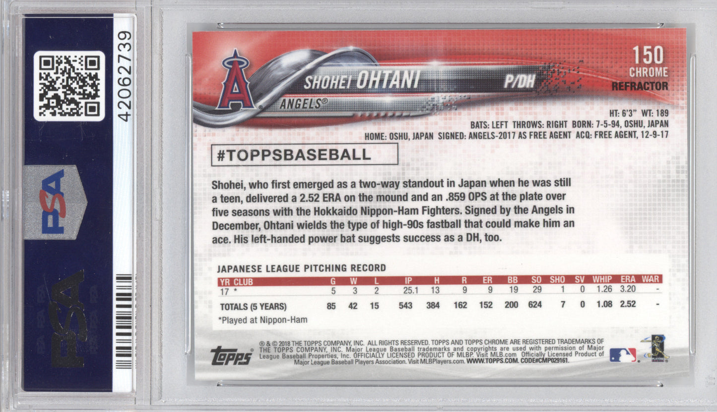 2018 Topps Chrome Shohei Ohtani #150 Sepia Refractor RC PSA 10