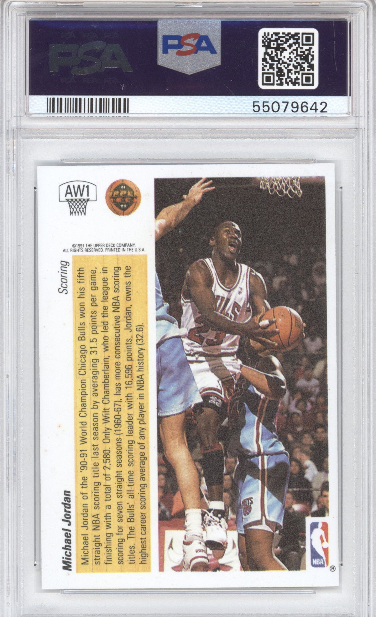 1991 Upper Deck Award Winner Michael Jordan #AW1 Holograms PSA 9
