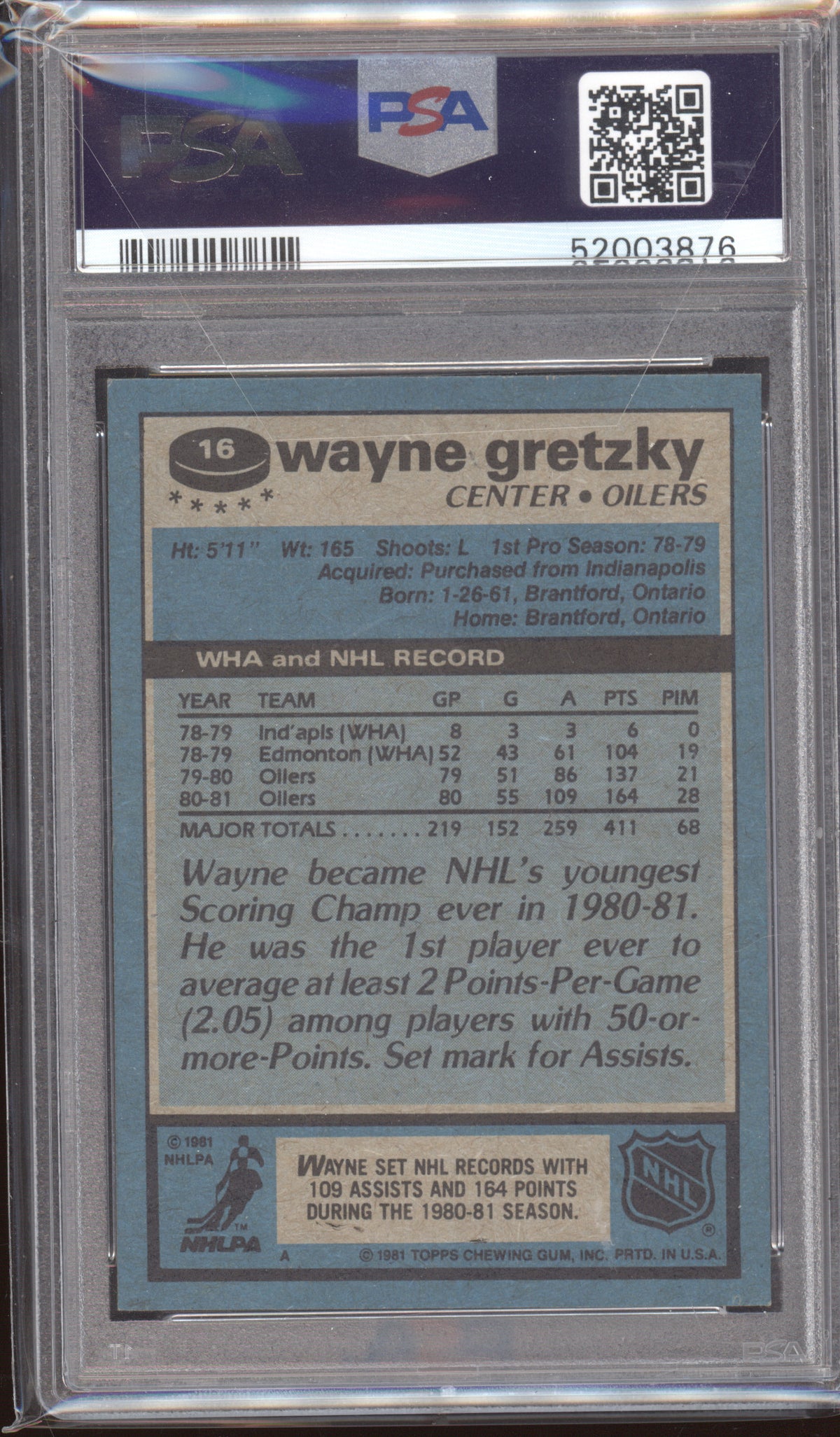 1981 Topps Wayne Gretzky #16 PSA 7