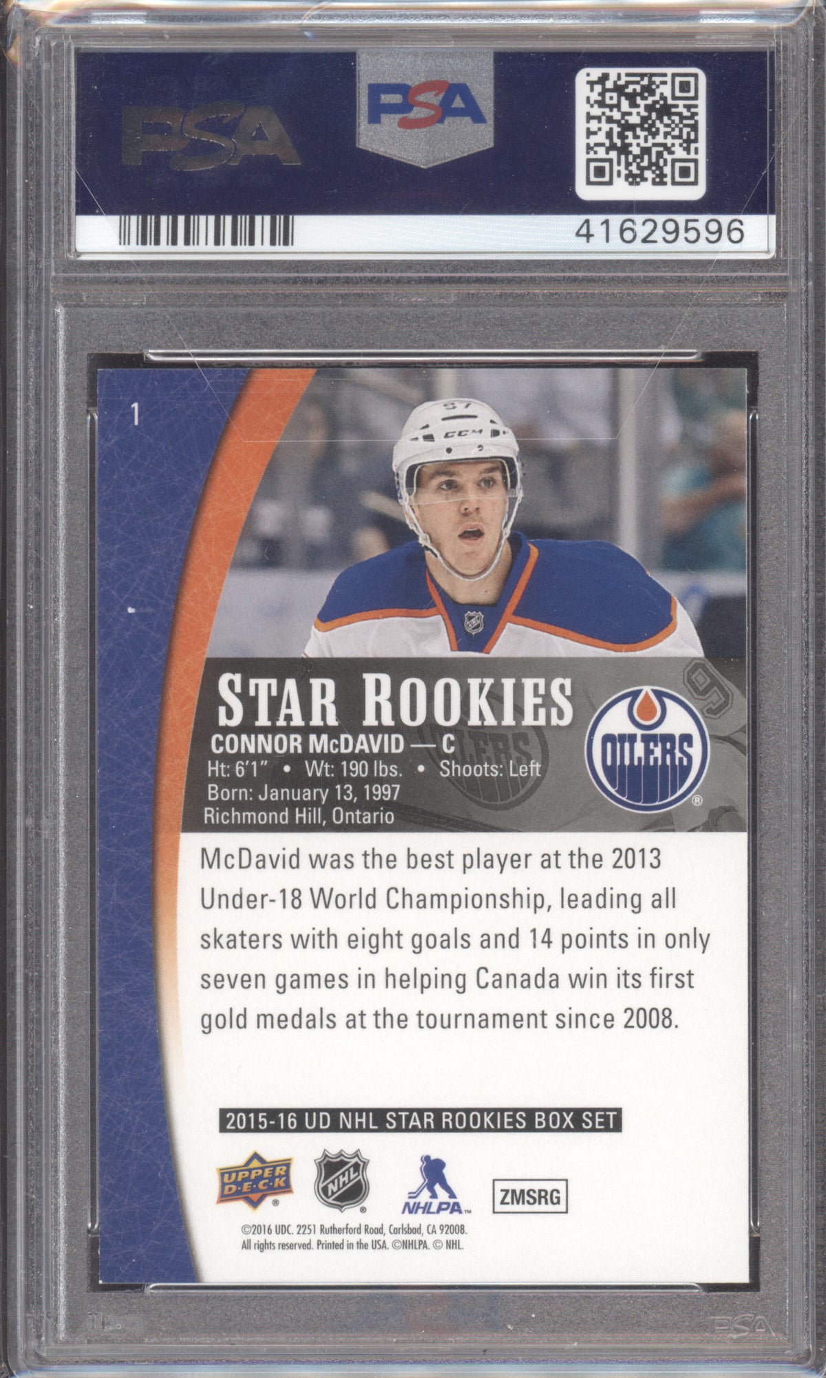 2015 Upper Deck Star Rookies Connor McDavid #1 PSA 10