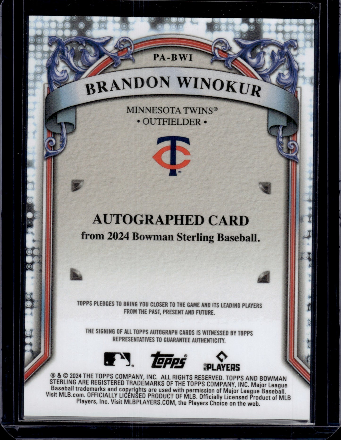 2024 Bowman Sterling Brandon Winokur #PA-BWI Blue Auto 12/25
