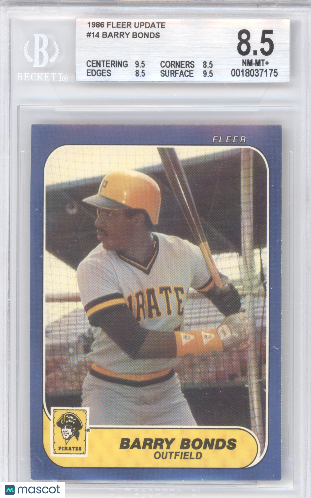 1986 Fleer Update Barry Bonds #U14 XRC BGS 8.5