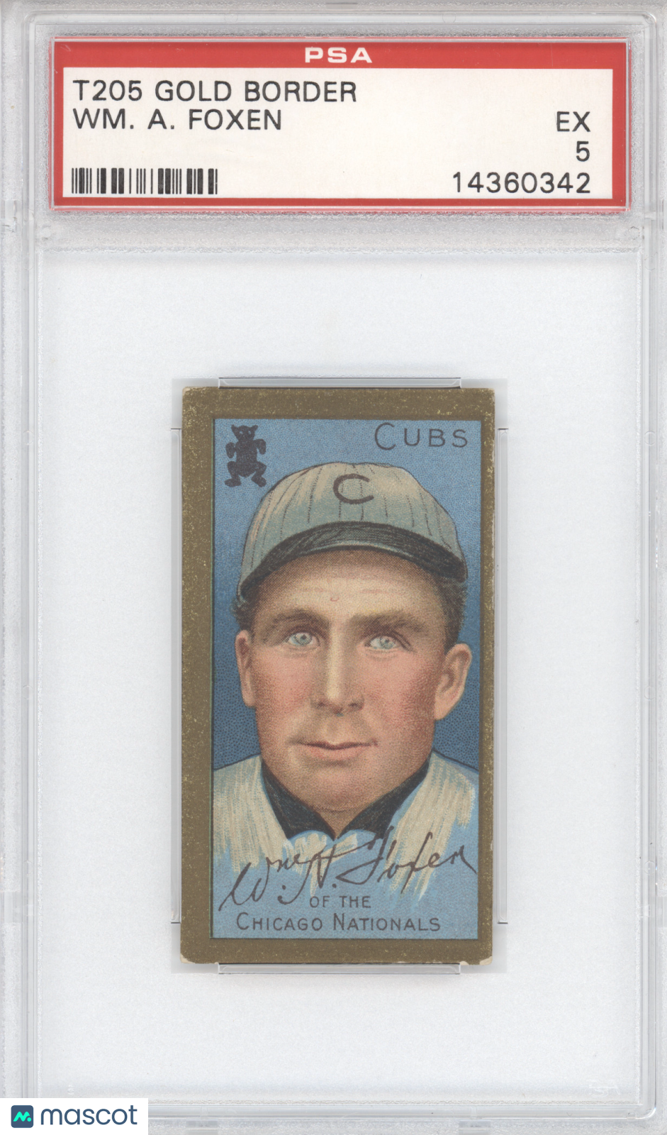 1911 T205 Gold Border WM. A. Foxen PSA 5