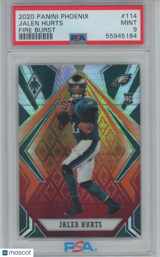 2020 Panini Phoenix Jalen Hurts #114 Fire Burst PSA 9