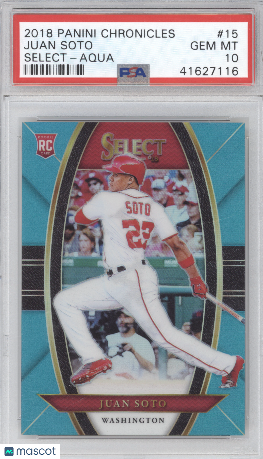 2018 Panini Chronicles Select Juan Soto #15 Aqua 183/299 RC PSA 10
