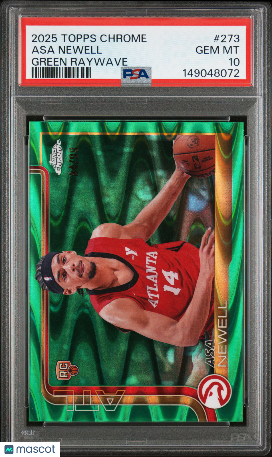 2025 Topps Chrome Asa Newell #273 Green Raywave 84/99 PSA 10