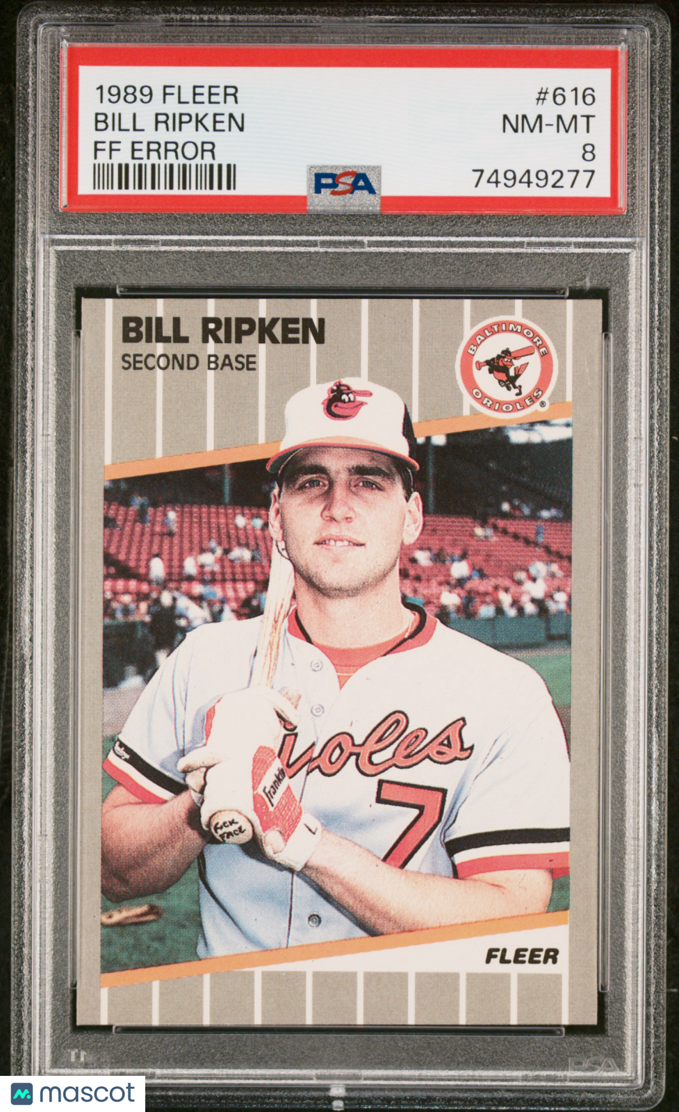1989 Fleer Bill Ripken #616 FF Error PSA 8